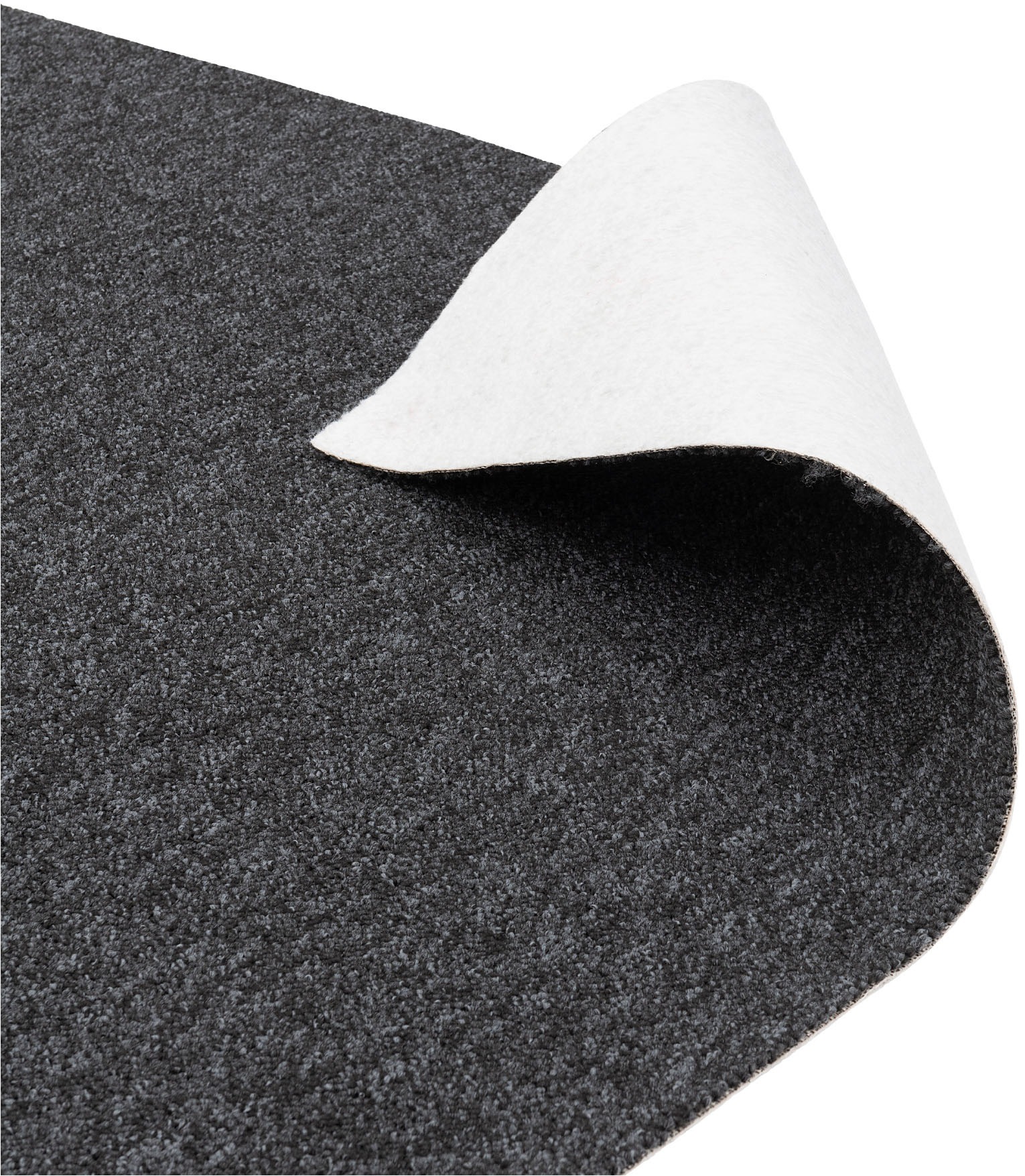 Teppichboden MY HOME "Fortis, Schlinge, Gesamthöhe 5 mm, Made in Netherlands", grau (schwarz grau), B:400cm L:575cm, Kunstfaser, Teppiche, meliert, Breite 400 cm, strapazierfähig, Wohnzimmer 3