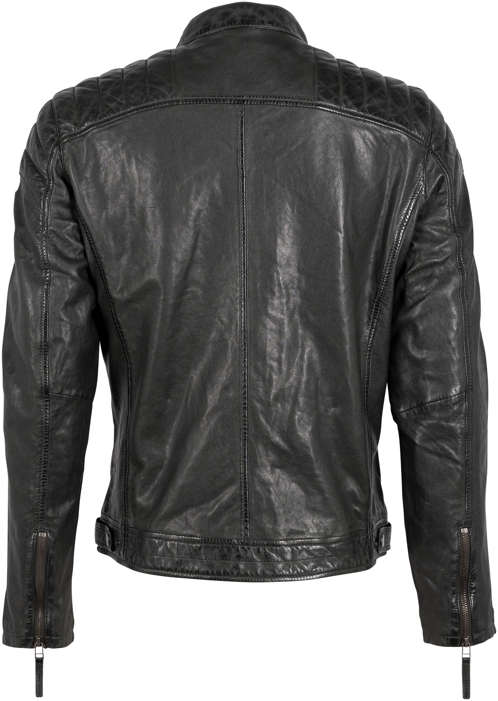 Mauritius Lederjacke "GMArrian" Reißverschluss, Ziersteppungen günstig online kaufen