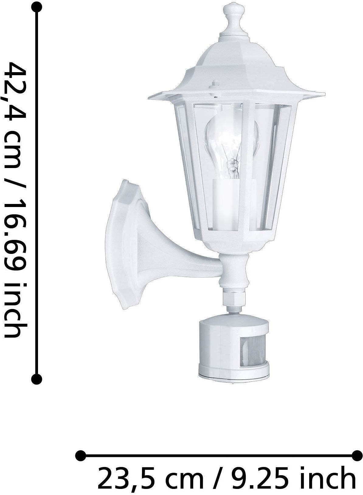 EGLO Wandleuchte »Laterna 5 Außen-Wandlampe, Außenleuchte, Aluguss und Glas, E27, IP44« E27 1 Stk. Wand-/Deckenleuchte - L16,5 x H36 x AL21,5 cm - weiß - 1X60W exkl.