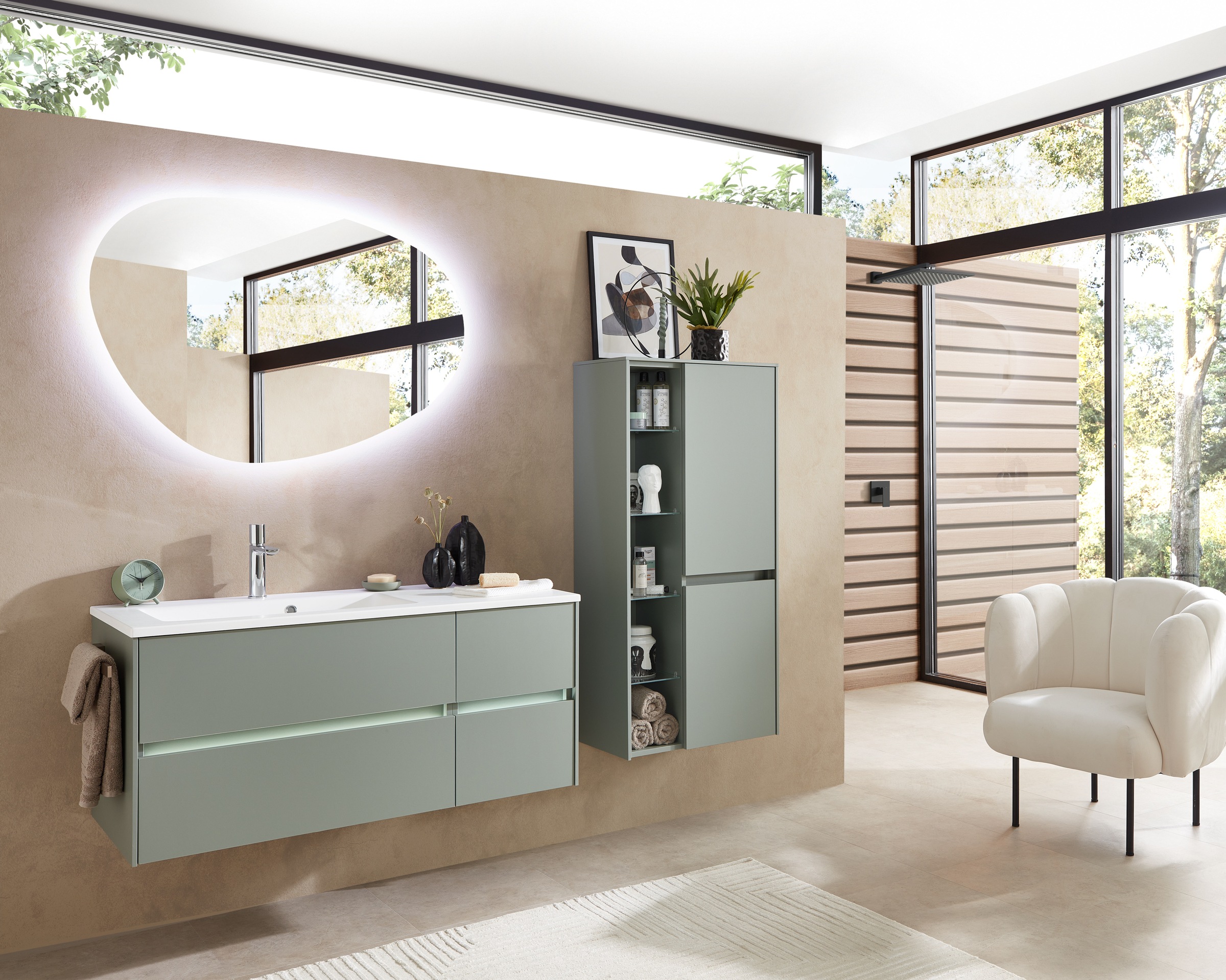 Saphir Badmöbel-Set "Badmöbel-Set Serie 6010 Solid-Surface-Waschtisch mit U günstig online kaufen