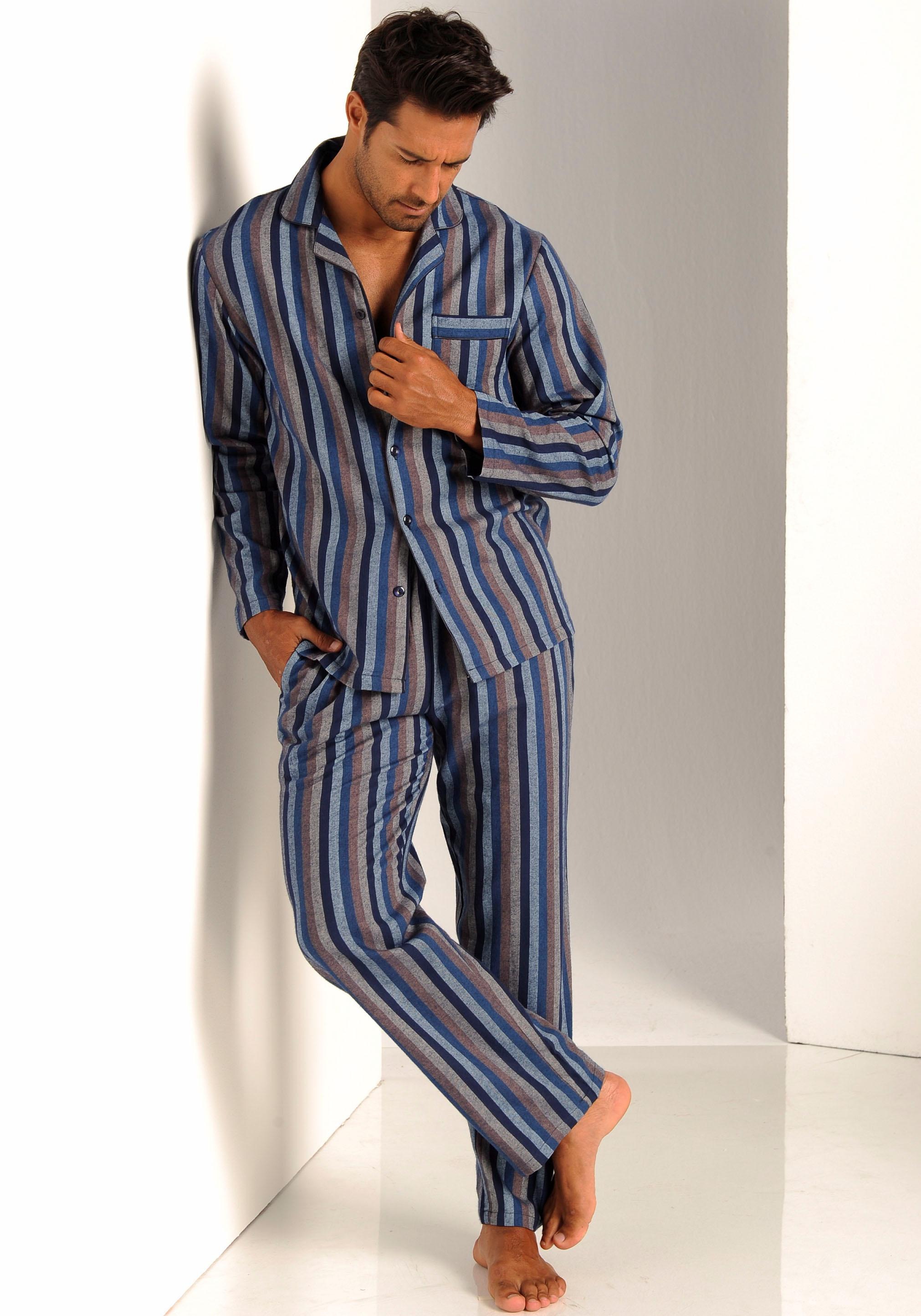 H.I.S Pyjama 1 Stück, 2 Stk. tlg., weich aus Flanell im Streifendesign günstig online kaufen