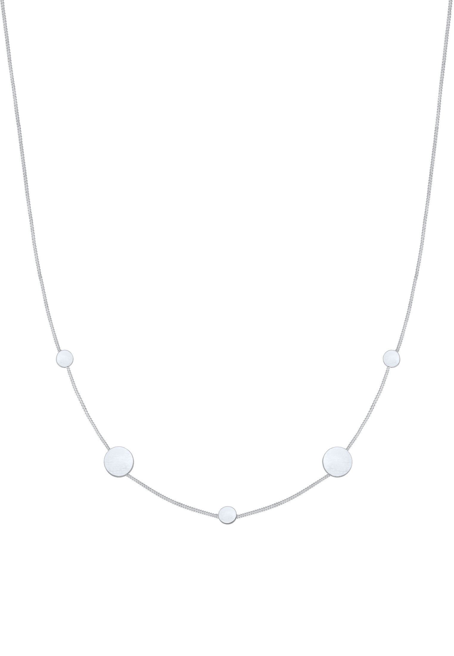 Elli Kette mit Anhänger »Plättchen Matt Kreis Rund Panzerkette 925 Silber«