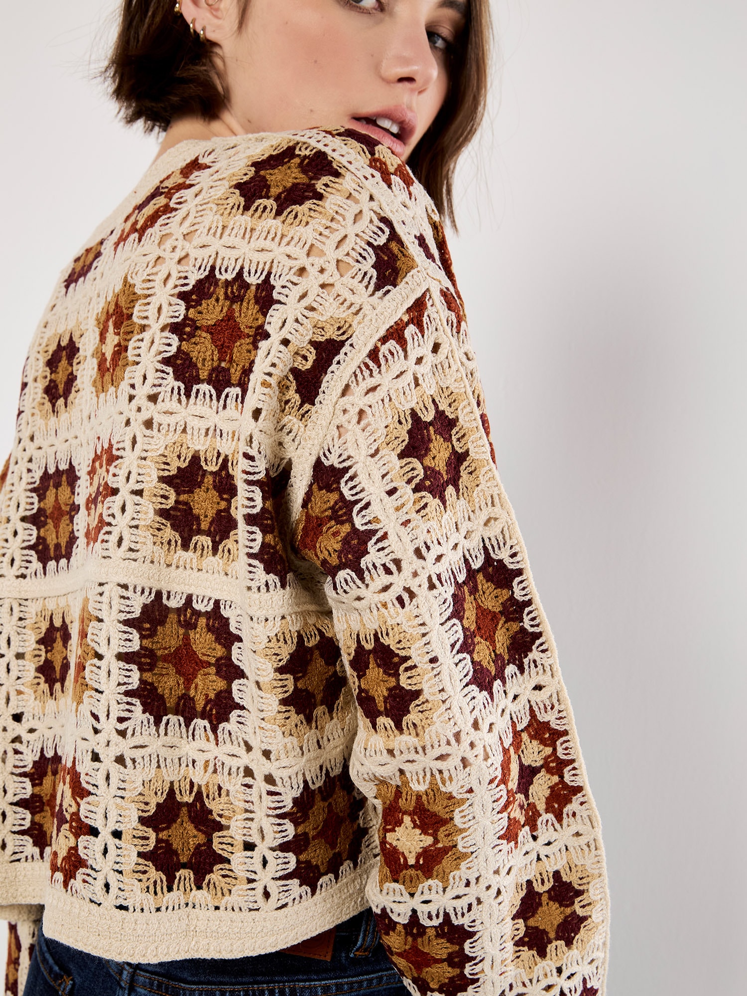 Apricot Strickpullover »Häkelpullover« 1 mit quadratischem Muster