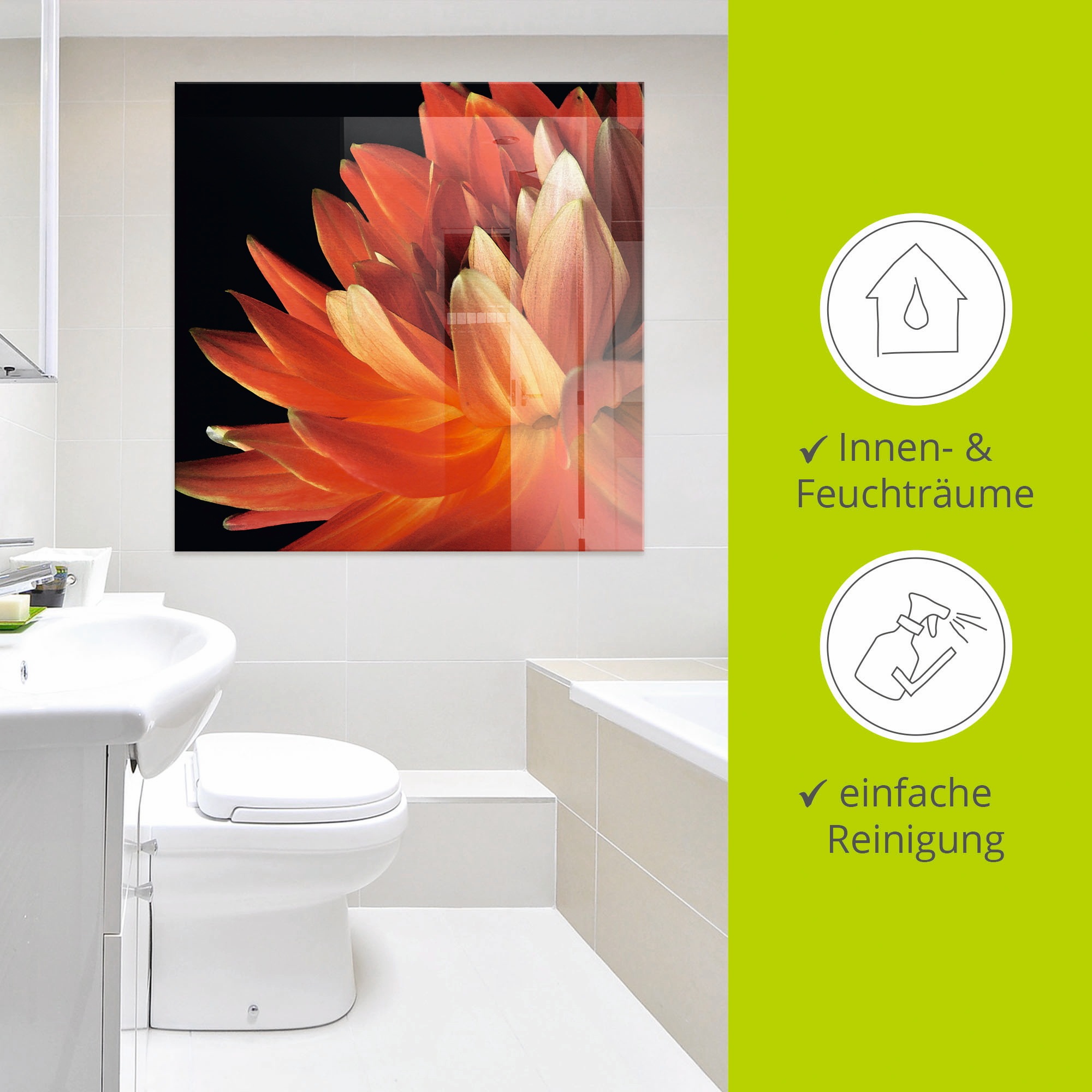 Artland Glasbild »Rote Dahlie«, Blumen, (1 St.), in verschiedenen Größen