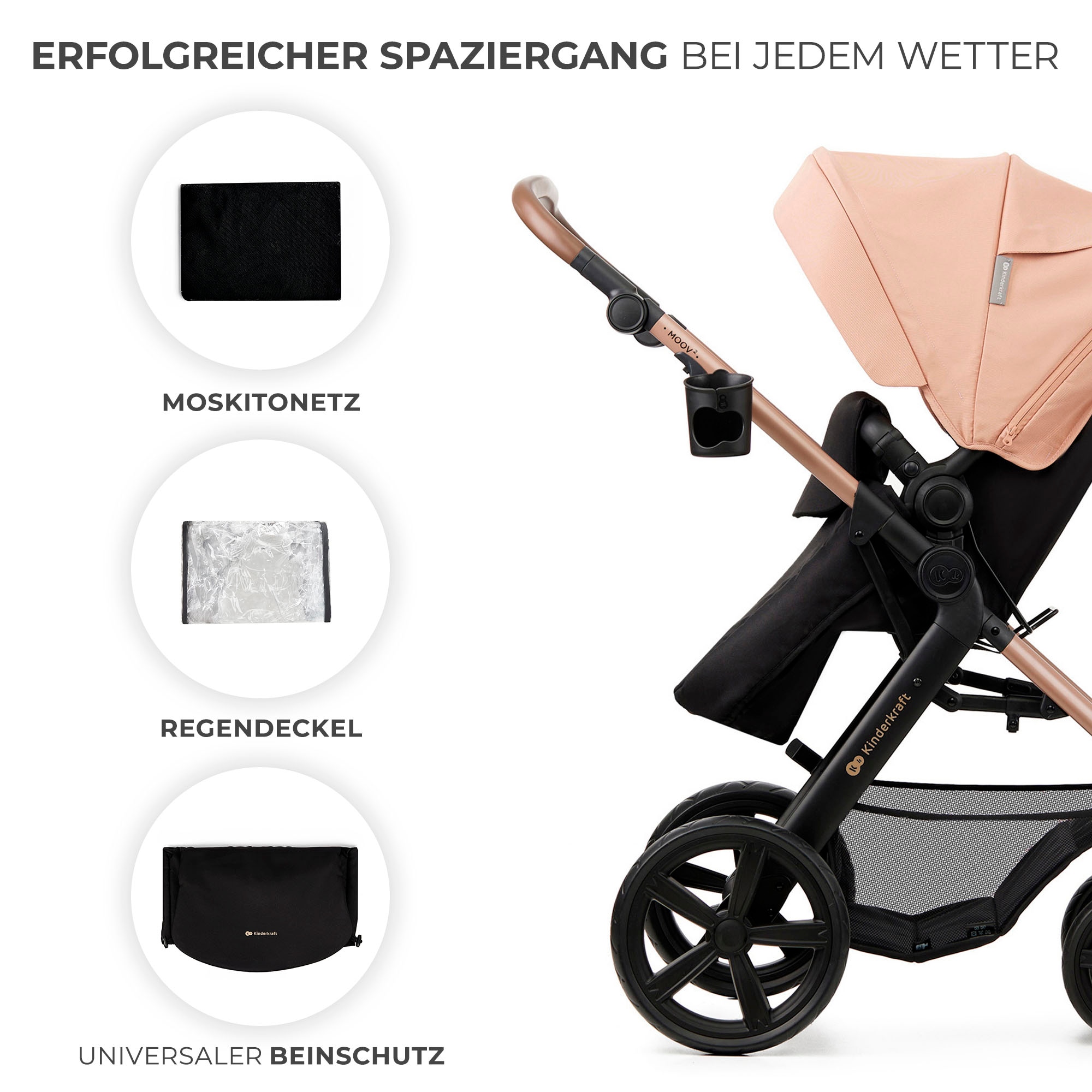 Kinderkraft Kombi-Kinderwagen »MOOV 2 4in1 EVA«, 27 kg, mit EVA-Rädern