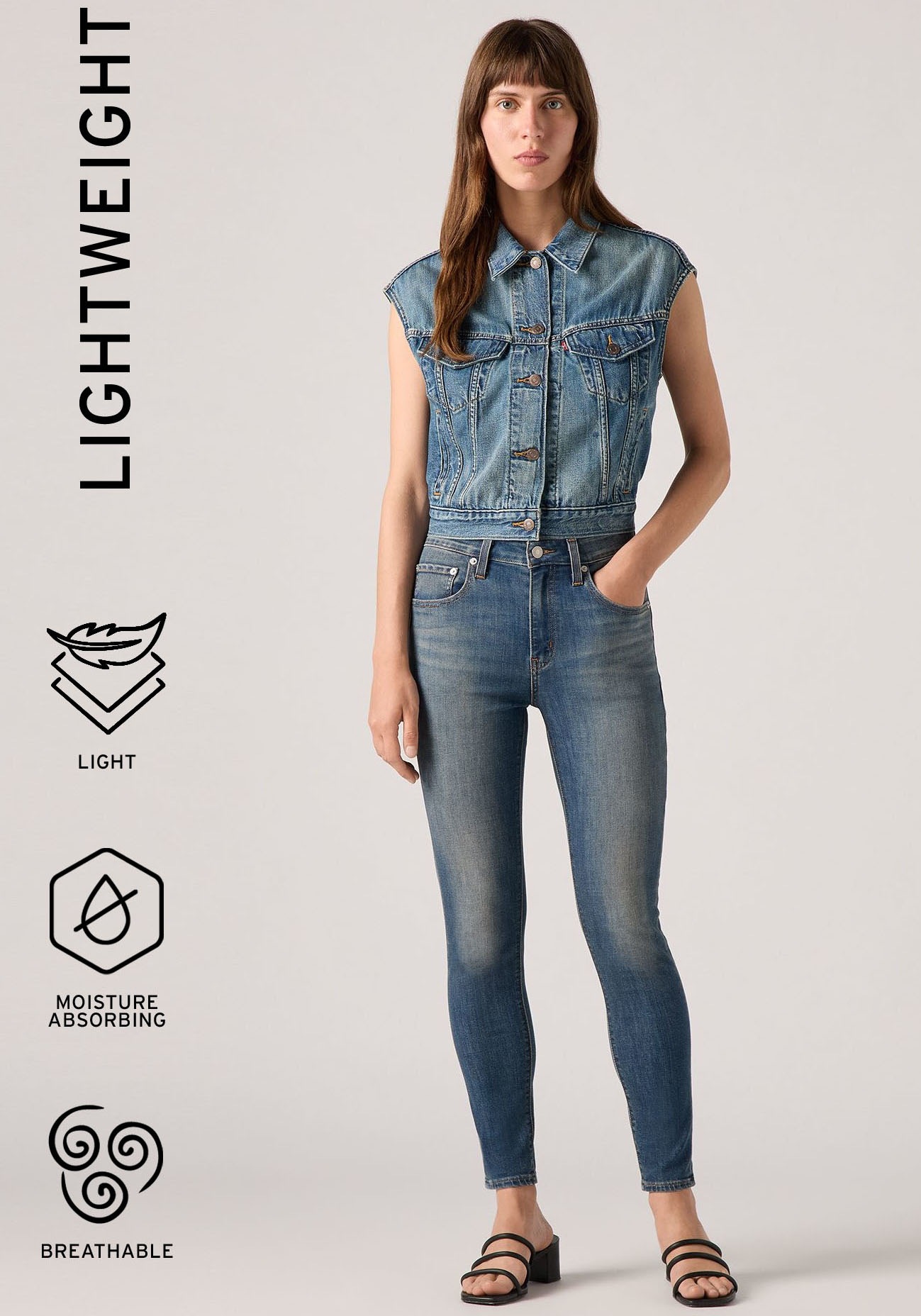 Skinny-fit-Jeans LEVI'S "721 HIGH RISE SKINNY", Damen, Gr. 26, Länge 30, cool for real, Denim/Jeans, Obermaterial: 64% Baumwolle, 35% Polyester, 1% Elasthan, skinny fit lang, Jeans, mit hohem Bund 2