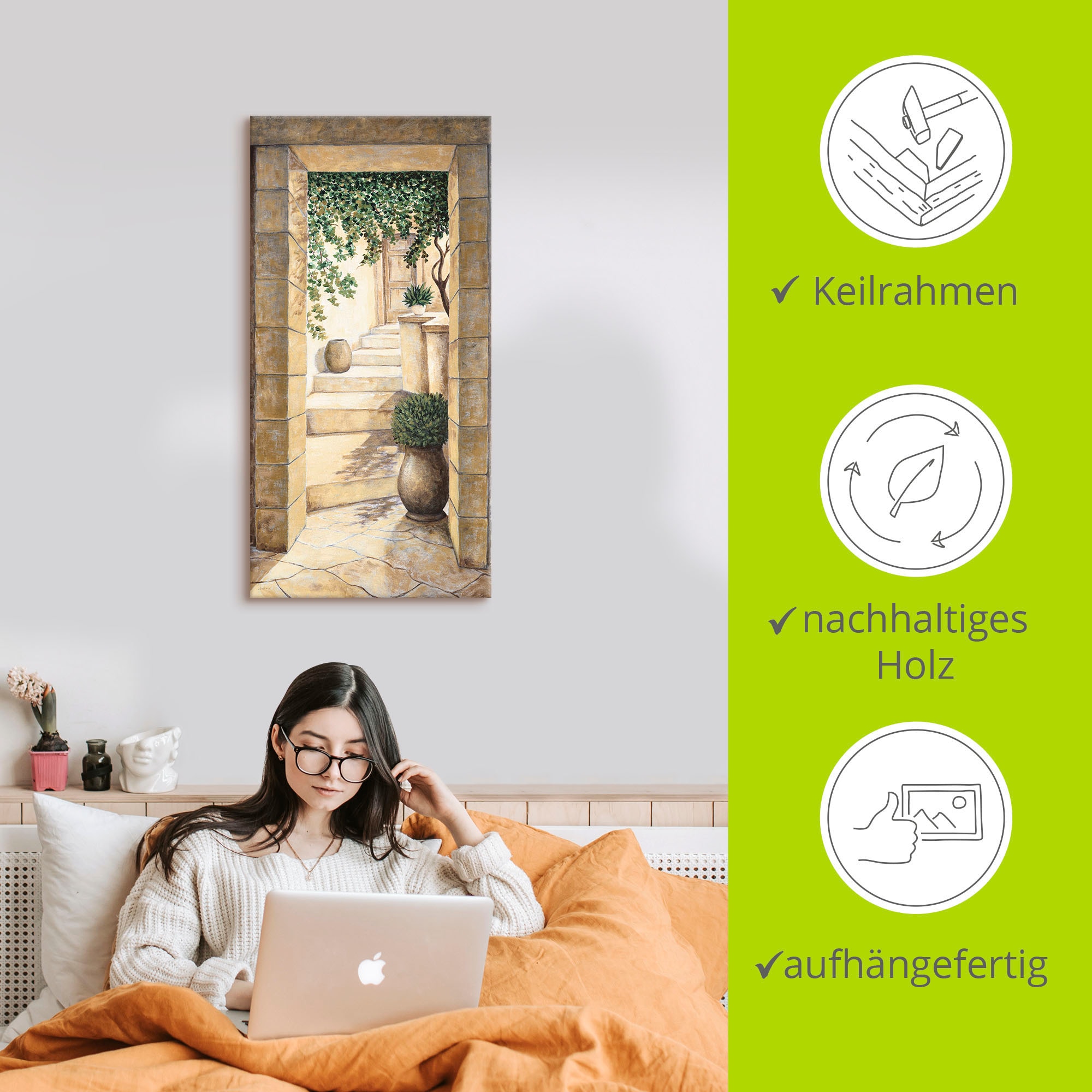 Artland Wandbild »Eingang - Fresco«, Fenster & Türen, (1 St.), als Alubild, Outdoorbild, Leinwandbild, Poster, Wandaufkleber