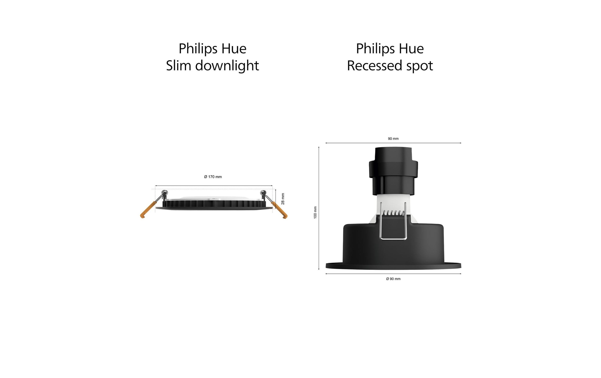 Philips Hue LED Deckenleuchte »White & Color Ambiance Slim Recessed 170 mm schwarz« Neutralweiß | RGB | Tageslichtweiß | Warmweiß