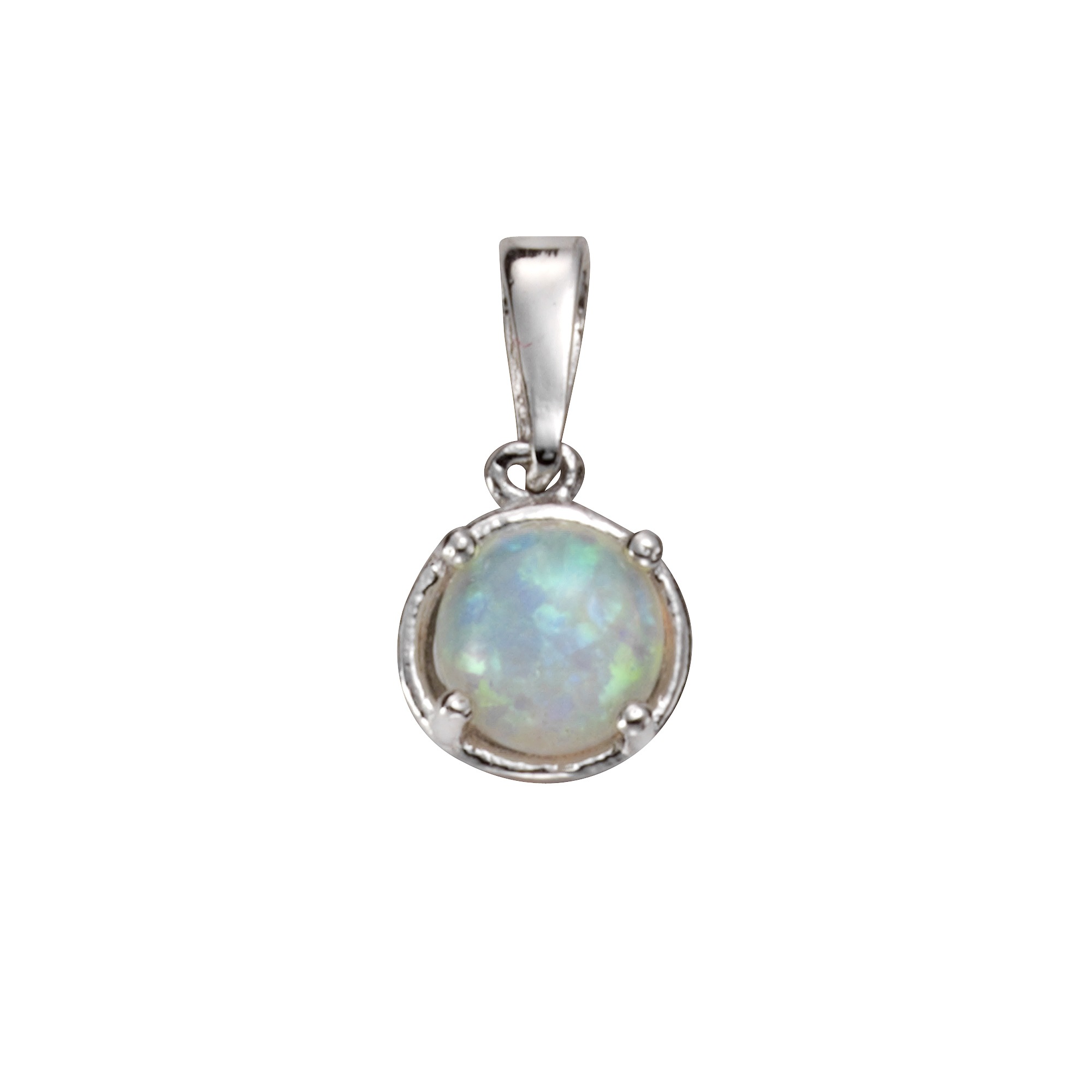 Kettenanhänger VIVANCE "925/- Sterling Silber synth. Opal", weiß (weiß, blau), Schmuckanhänger, Damen, one-size, Silber 925 (Sterlingsilber), 0,7 g, Kettenanhänger
