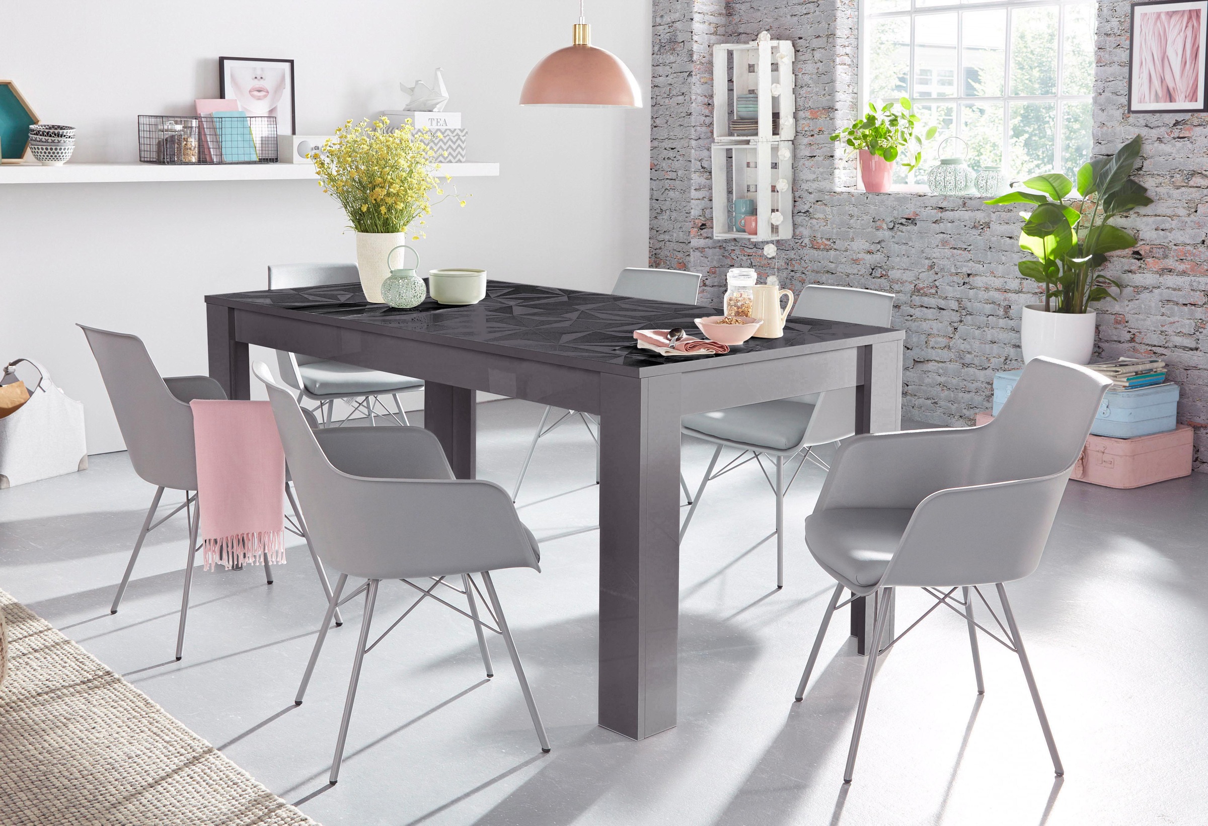 INOSIGN Esstisch »Prisma 180x90 cm, Küchentisch, Esszimmertisch, rechteckig«, Tischplatte Stärke 22 mm u. mit elegantem Siebdruck, Farbauswahl
