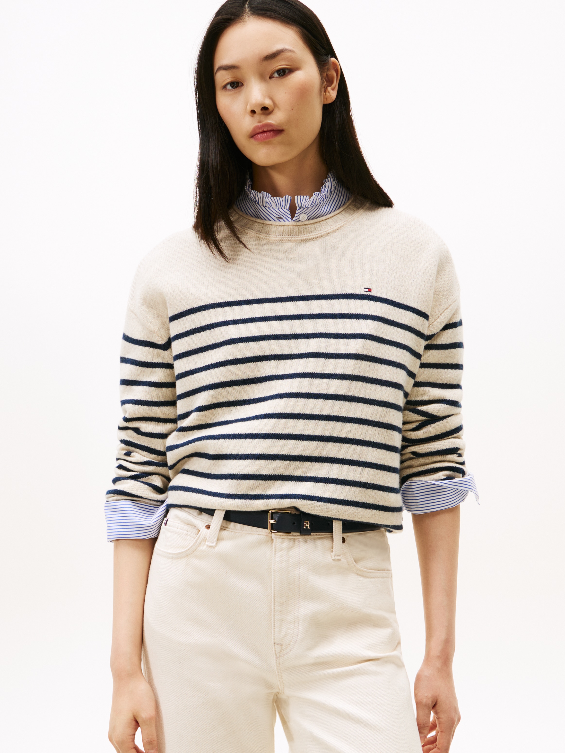 Tommy Hilfiger Strickpullover "SOFT WOOL RLXD C-NK LS SWT", aus reiner Woll günstig online kaufen