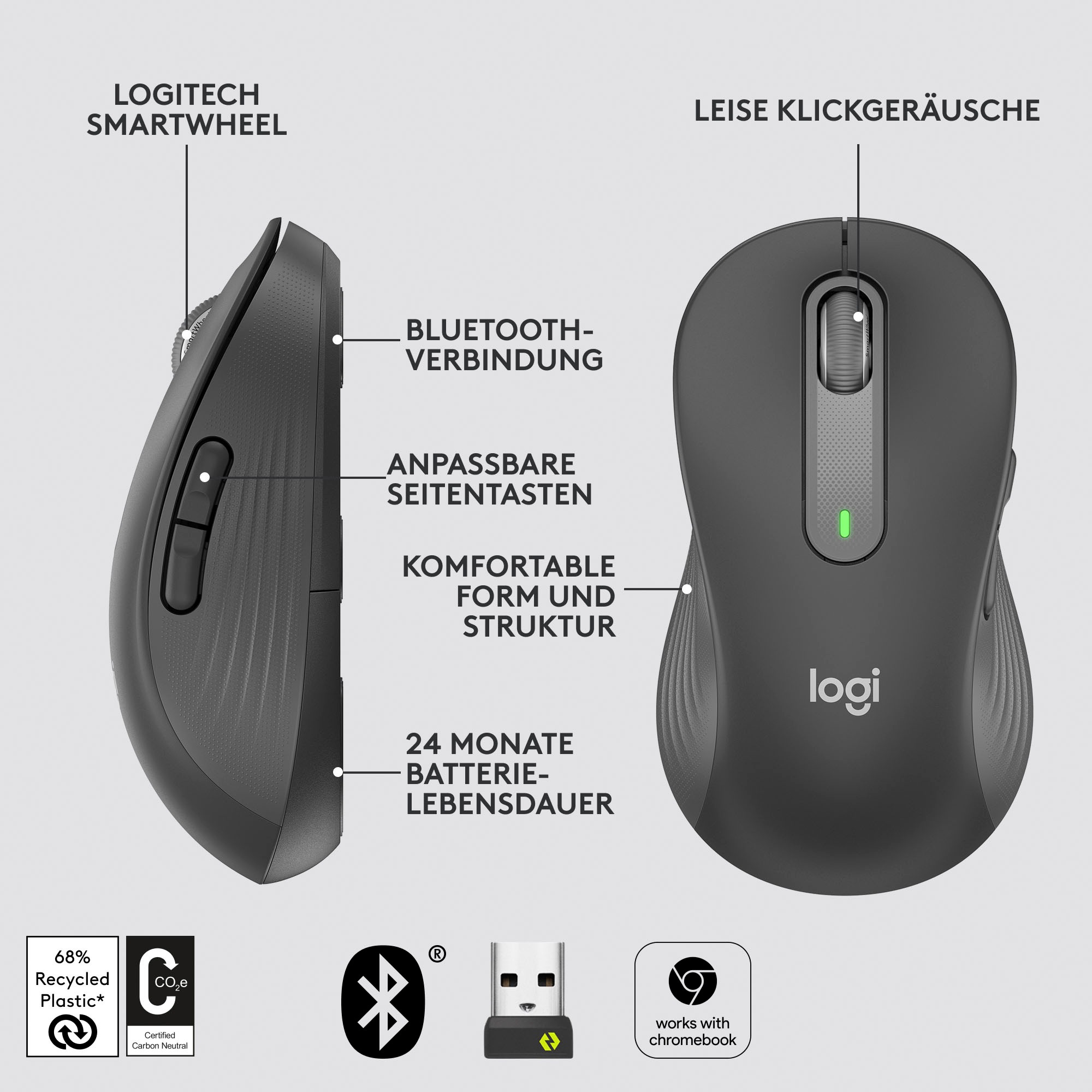 Logitech Maus »Signature M650 L Left«, Bluetooth