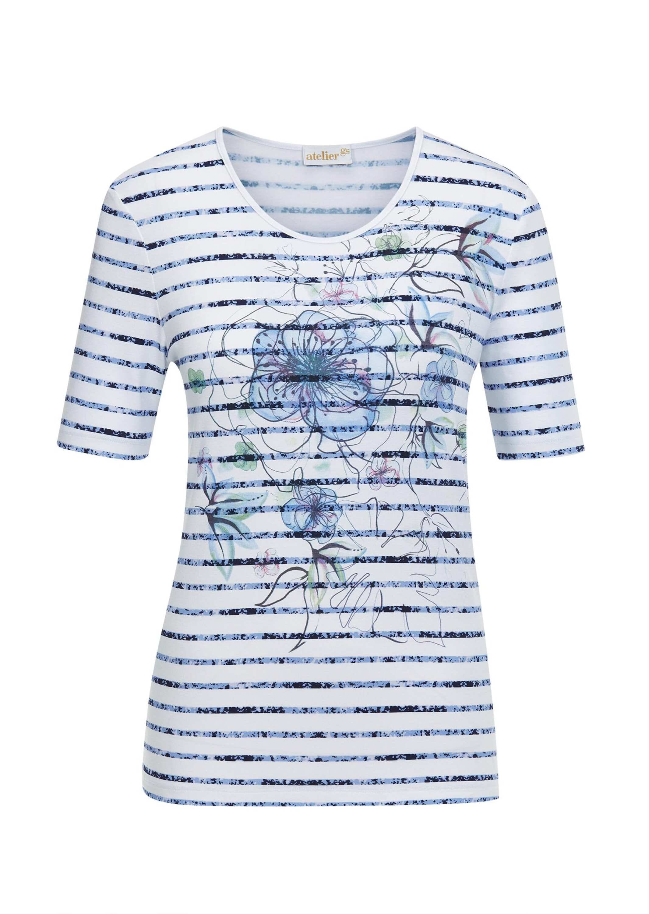 GOLDNER Print-Shirt "Bequemes Druckshirt in Blumen-Ringeloptik" Ohne günstig online kaufen