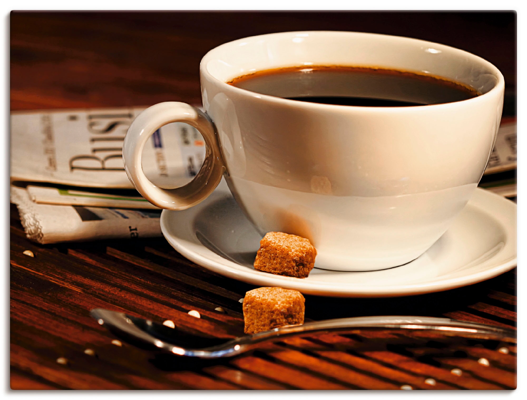 Wandbild Poster als Zeitung«, Alubild, Artland BAUR Größen »Kaffeetasse versch. (1 kaufen oder und | Getränke, Leinwandbild, St.), Wandaufkleber in