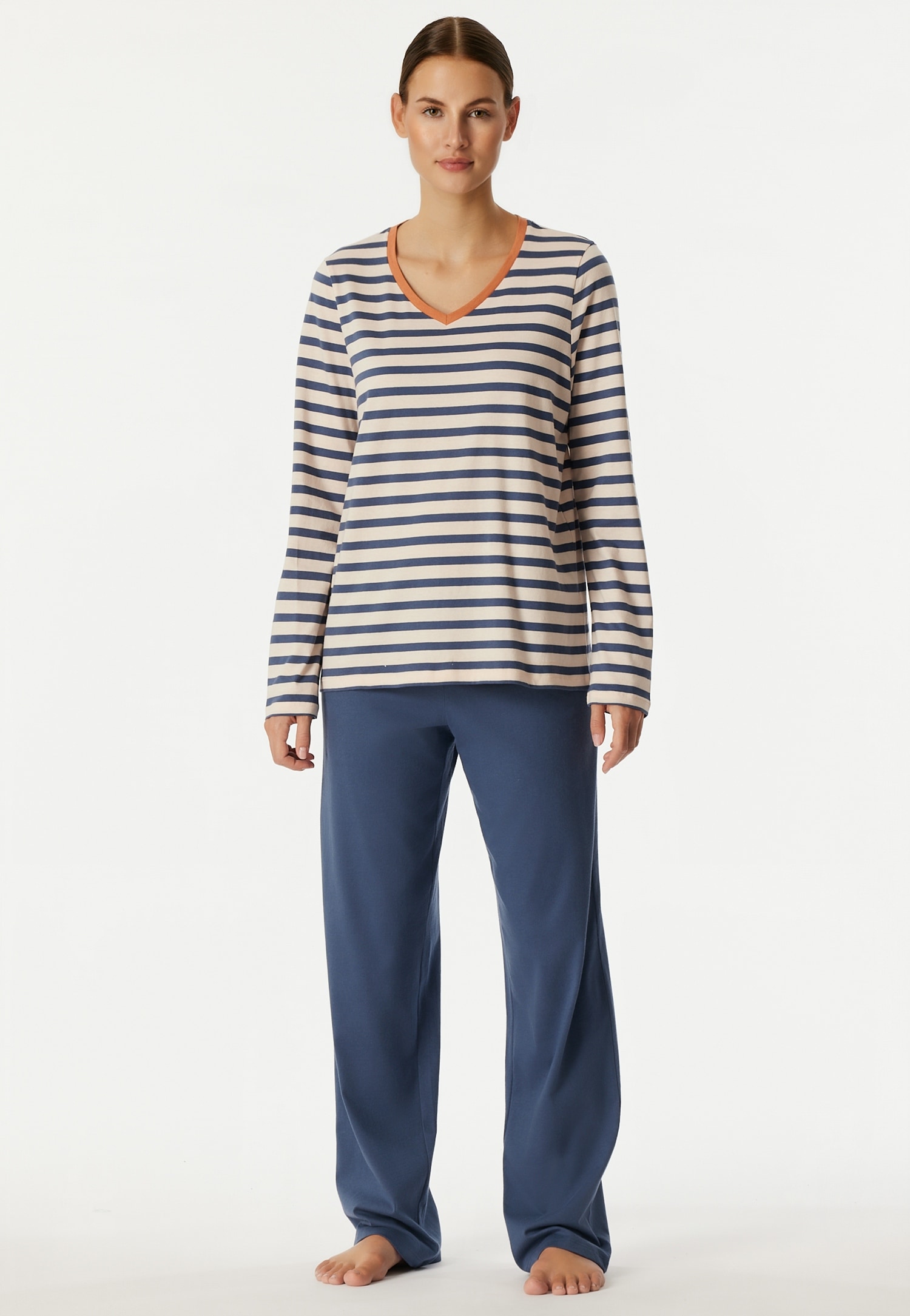 Schiesser Schlafanzug "Casual Essentials", 2 Stk. Baumwolle, V-Ausschnitt, günstig online kaufen