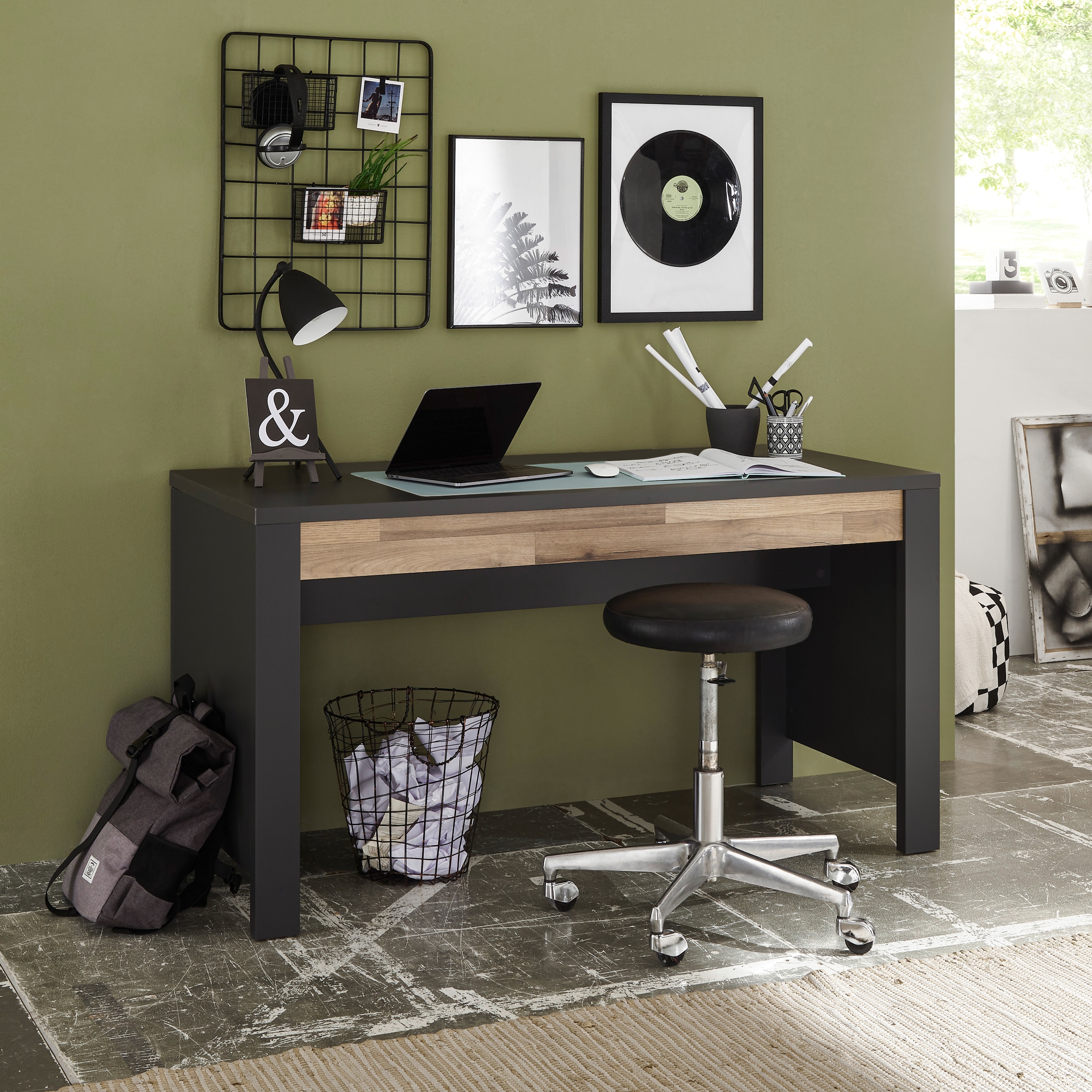 Begabino Schreibtisch »Dallas Tisch Absetzung Montana Oak«, passend zum Jugendzimmer Dallas