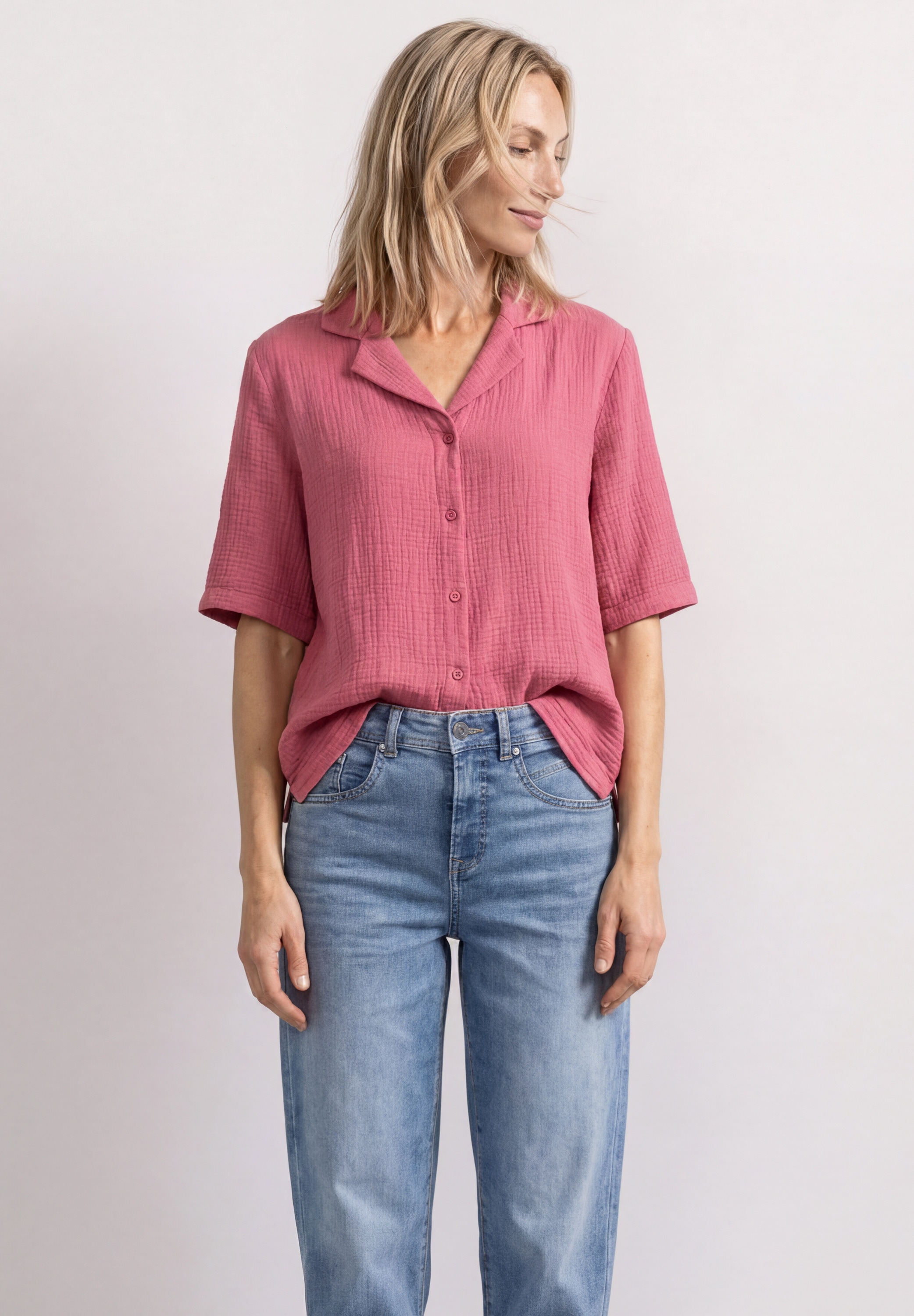 STREET ONE Hemdbluse Sommerbluse, hochwertiger Musselin aus Baumwolle