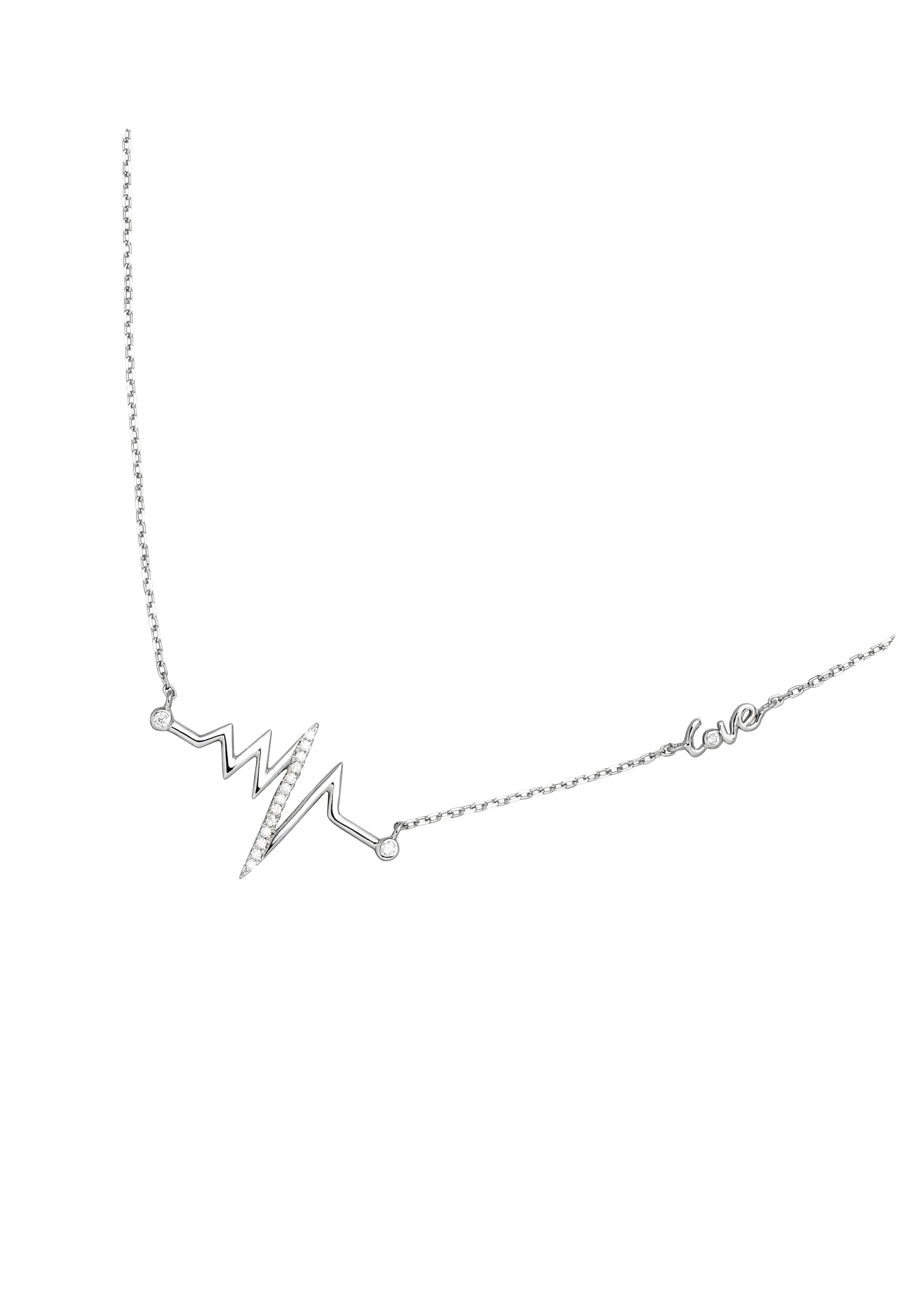 JOBO Kette mit Anhänger »Herzschlag Love mit 16 Zirkonia«, 925 Silber 45 cm