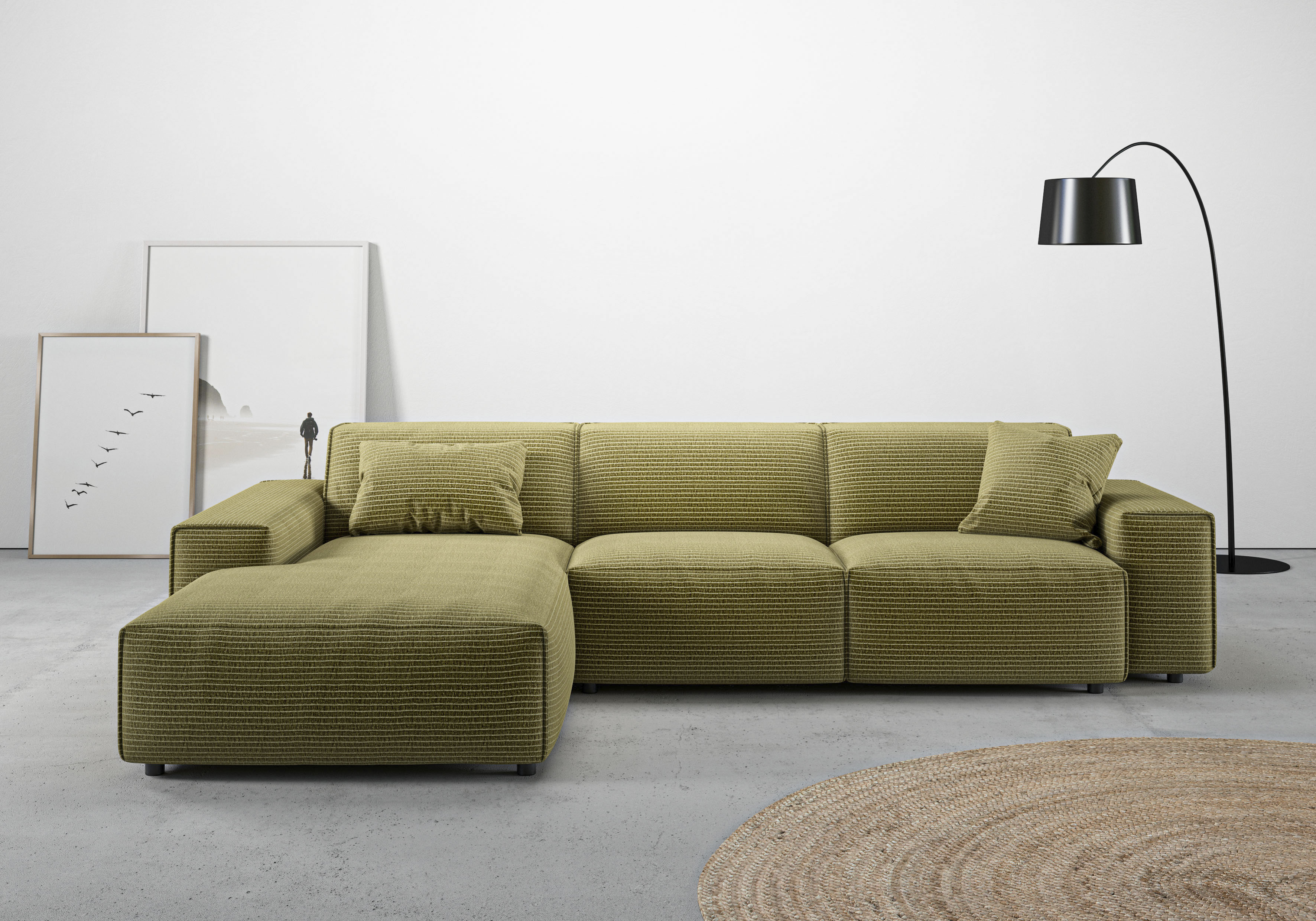 Home affaire Ecksofa "Glimminge auch in Breitcord, Feincord, Bouclé + Easy care-Bezug" L-Form, Breite 294, Zierkissen