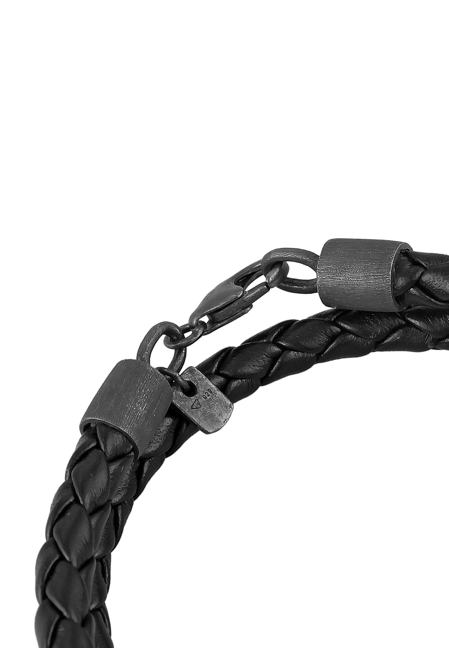 Kuzzoi Lederarmband »Armband Echtleder Geflochten Wickeldesign 925 Silber«