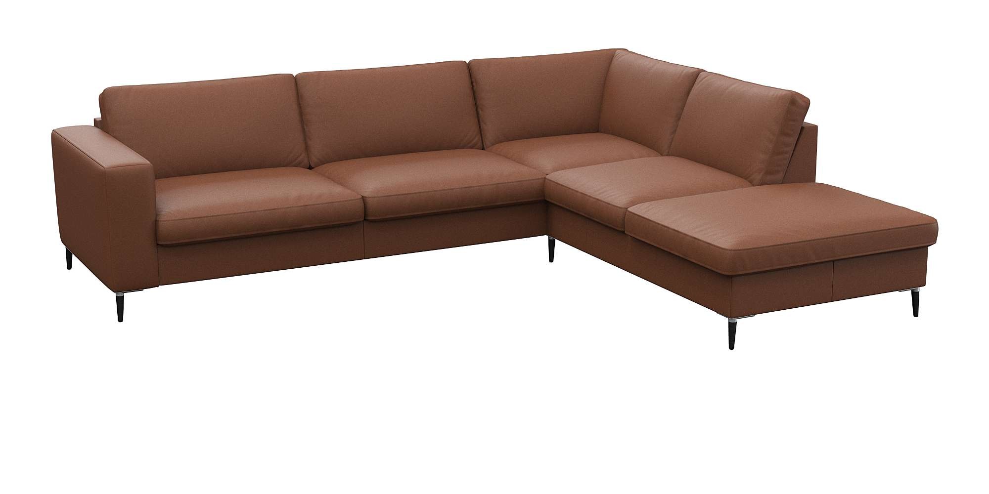 FLEXLUX Ecksofa »Fiore, super Sitzkomfort durch Kaltschaum im Sitz, L-Form«, breite Armlehnen, Füße Alu+schwarz