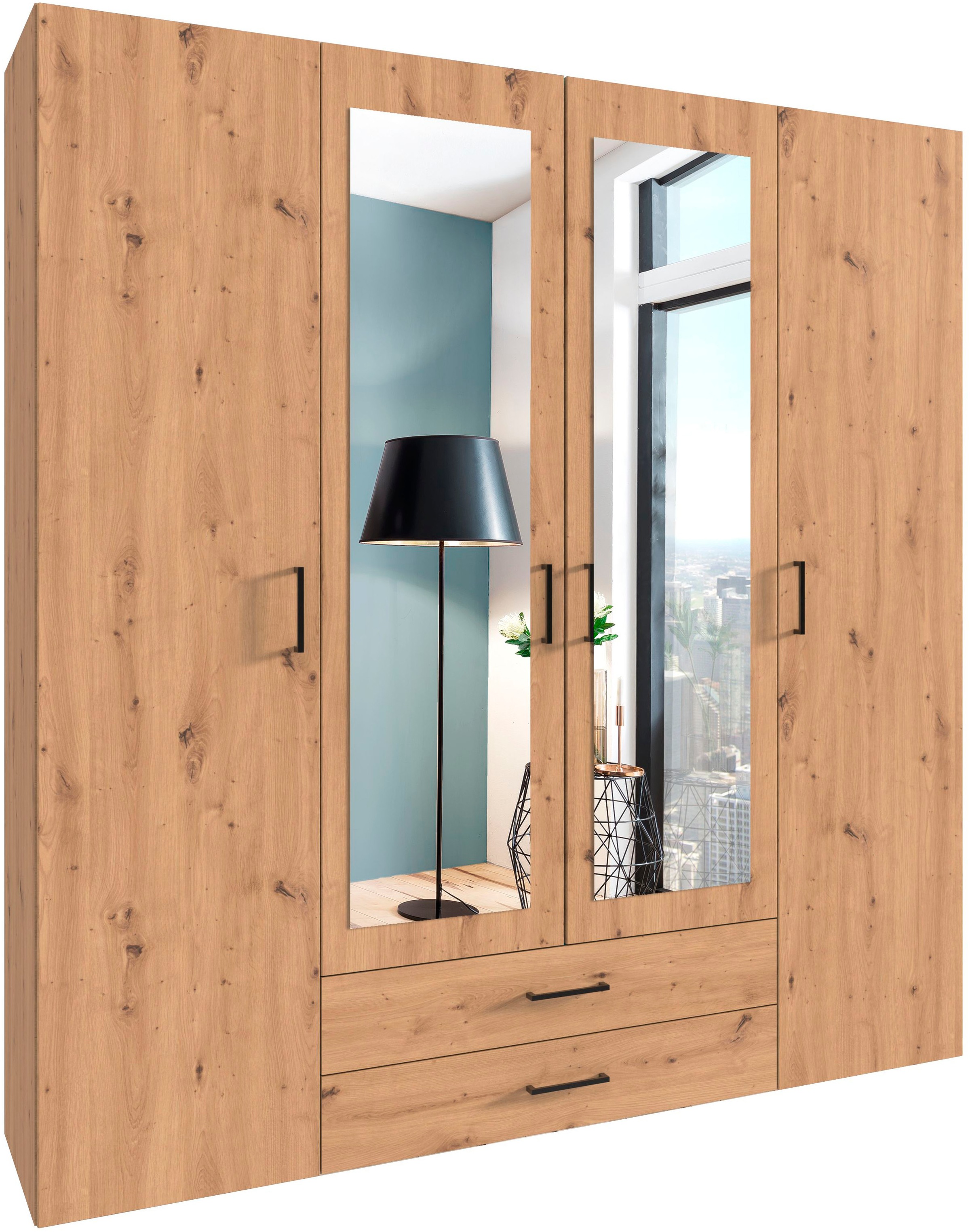 Wimex Drehtürenschrank "Mugano" mit langen oder kurzen Griffen aus Metall, günstig online kaufen