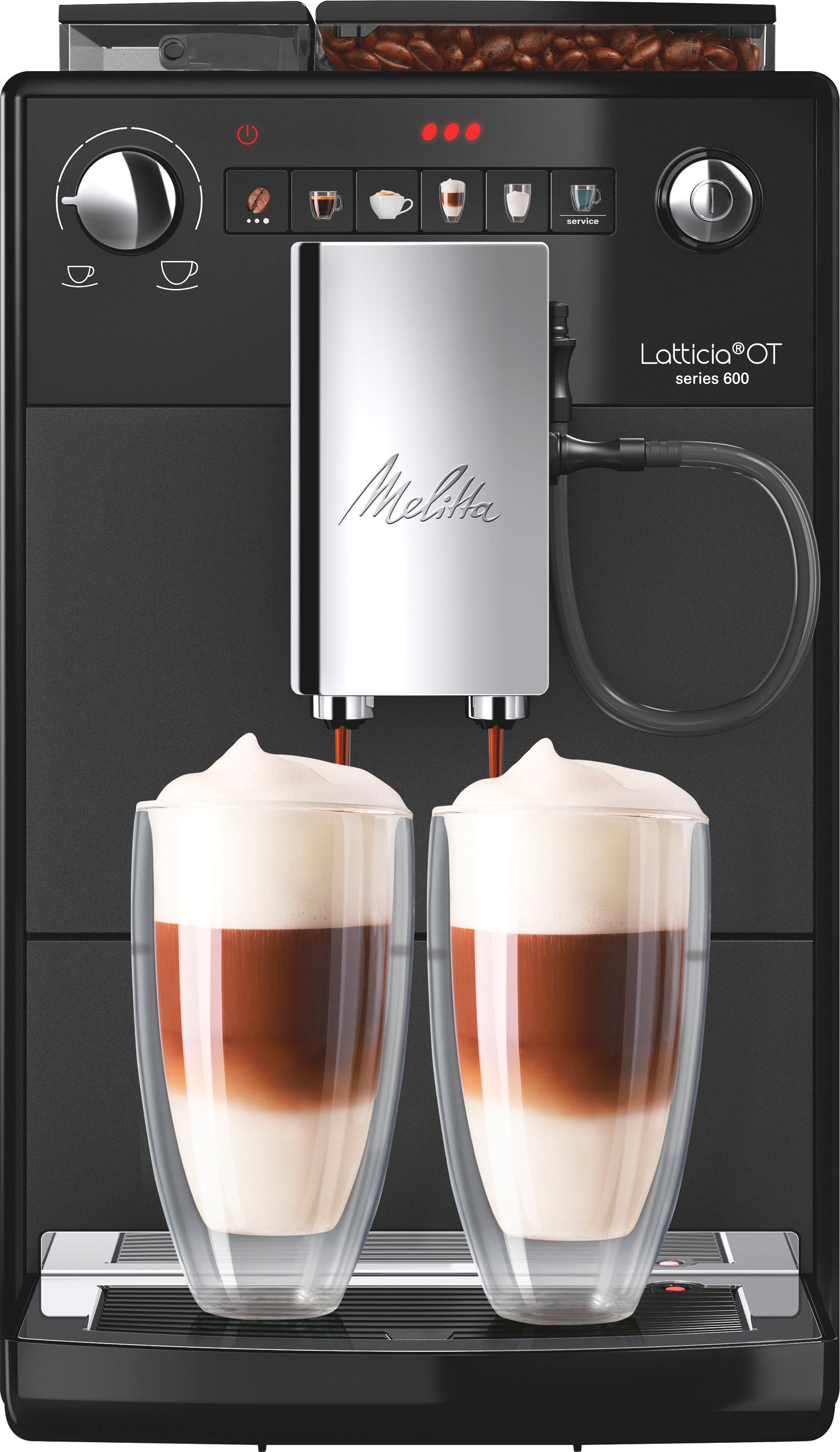 Melitta Kaffeevollautomat »Latticia® One Touch F300-100, schwarz«, kompakt, aber XL Wassertank & XL Bohnenbehälter