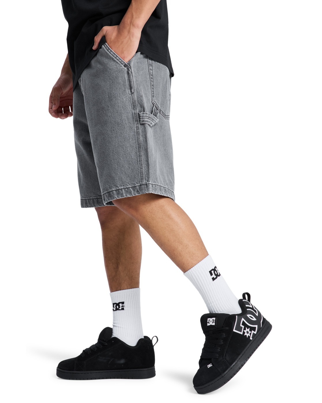 DC Shoes Edyds03037 Carpenter Denim Shorts Grey 28 3