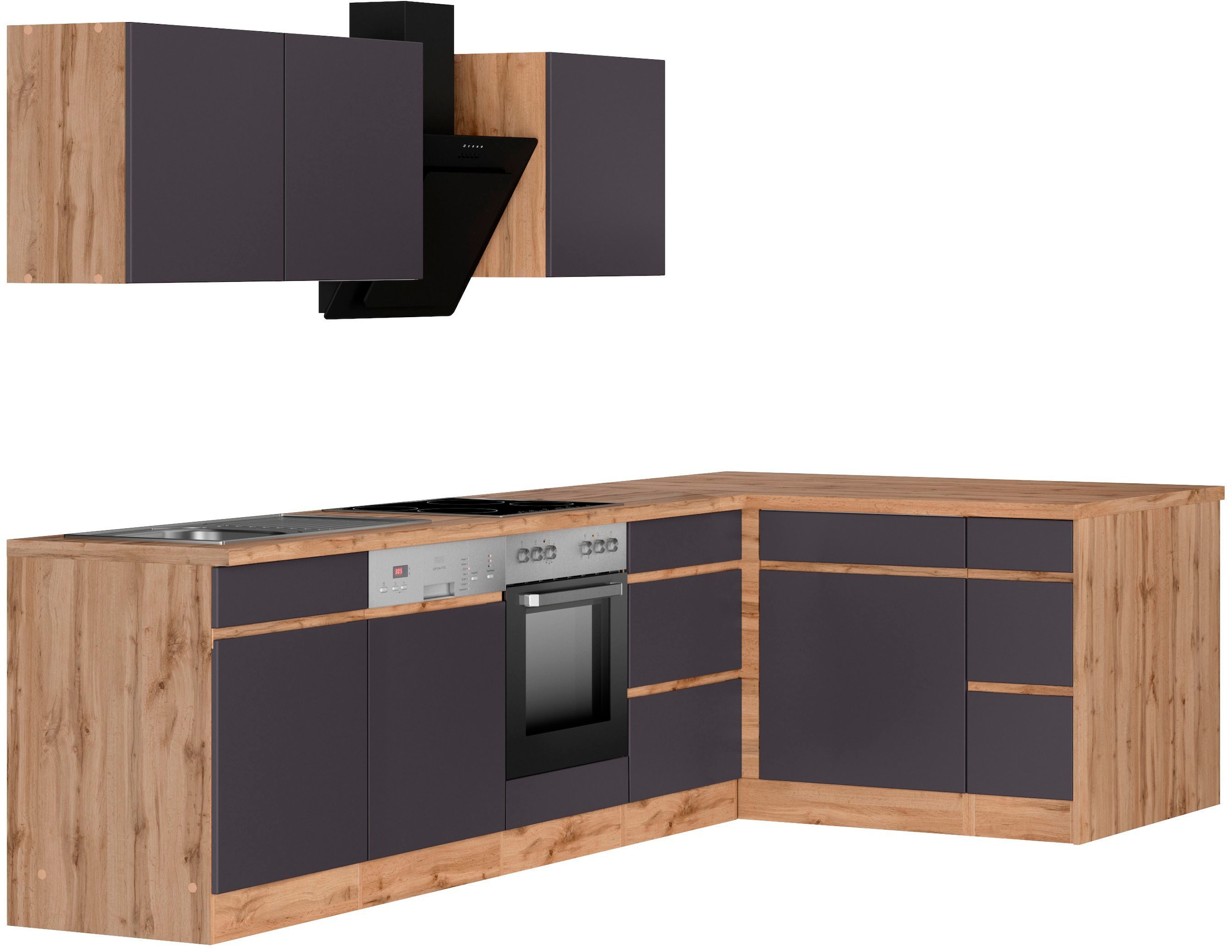 KOCHSTATION Winkelküche "KS-Riesa", Stellbreite 340x150 cm, wahlweise mit oder ohne E-Geräte