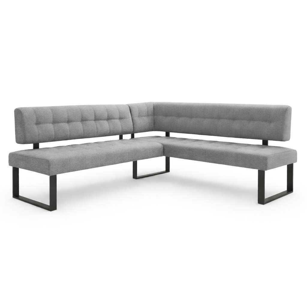Eckbank HOME AFFAIRE "Mia Küchenbank, Polsterbank, Esszimmerbank, 207x167 cm", hellgrau, schwarz, B:207cm H:61cm T:167cm, Massivholz, Metall, Polyester, Sitzbänke, Eckbank, Moderne Bank und Farben, Sitzplatzanzahl: 5, Frei in Raum stellbar