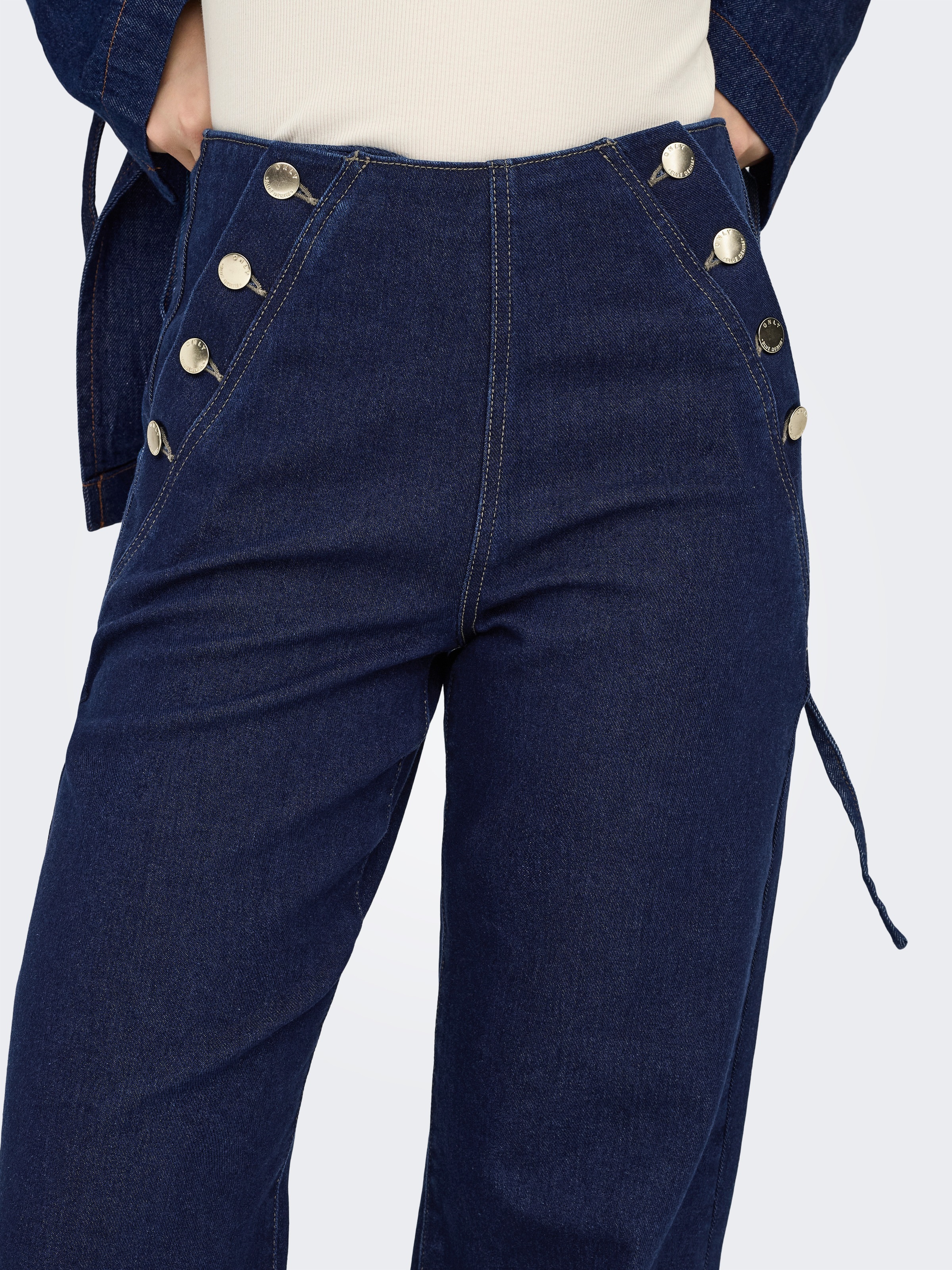 ONLY High-waist-Jeans "ONLMADELINE BUTTON HW WIDE DNM GUA" günstig online kaufen