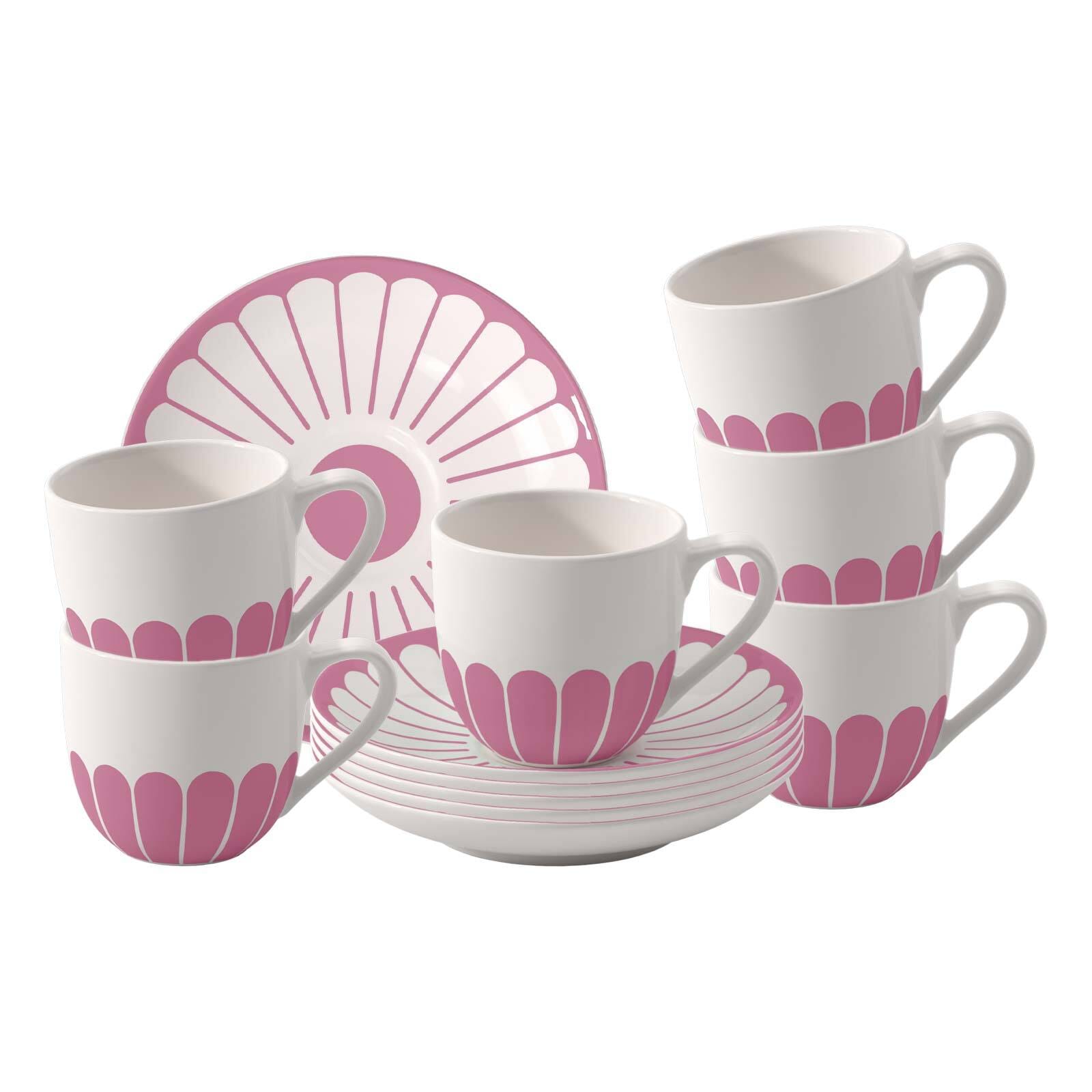 Villeroy & Boch Tasse »Espressotassen mit Untertassen Fleur Couleur 70 ml 6er Set« Spülmaschinenfest, Mikrowellensicher