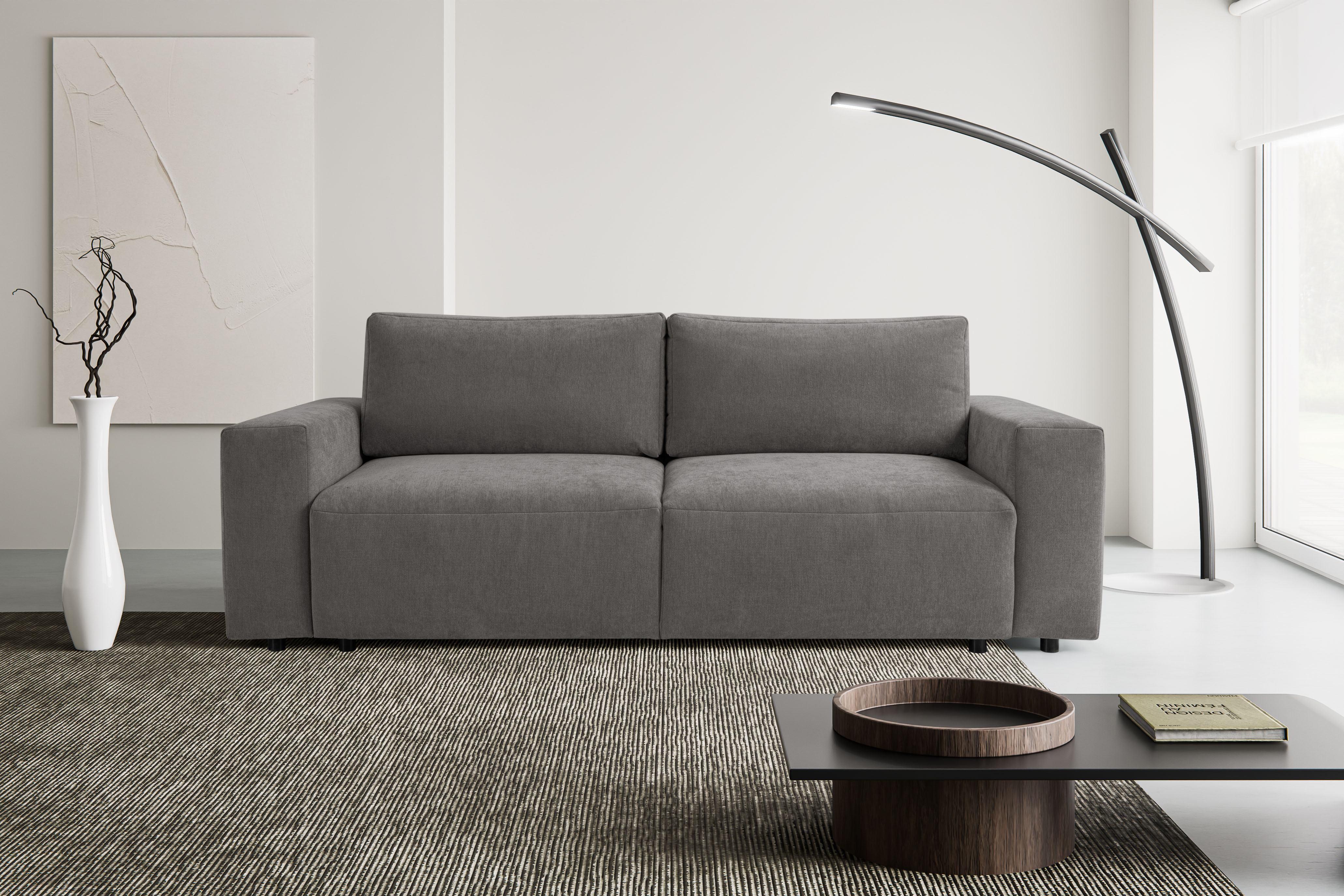WERK2 Schlafsofa "Lima 245 cm modern und bequem" Struktur, Schlaffunktion, Bettkasten