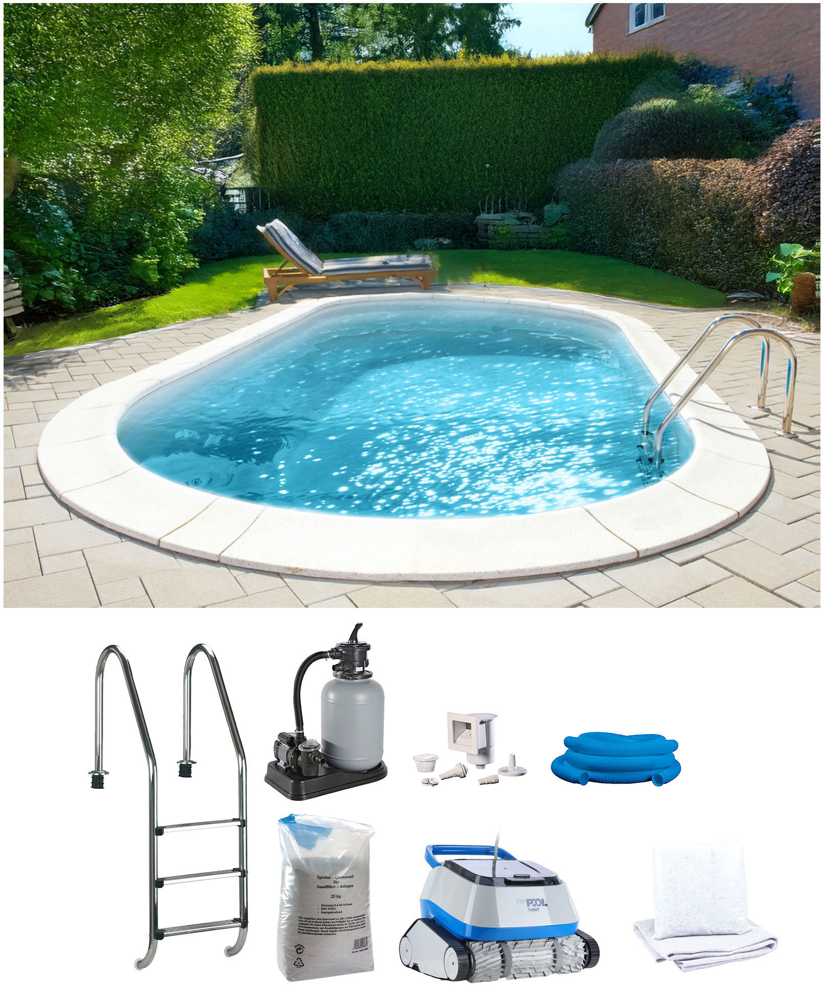 my POOL BWT Ovalpool "POWER, BxLxH: 360x737x120 cm" in 2 Folienfarben erhältlich, inkl. Poolroboter POWER ONE4ALL