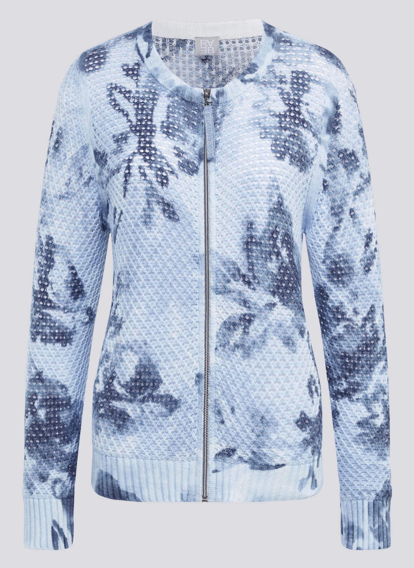 Rabe Strickjacke »Rabe Reißverschluss-Jacke mit floralem Muster«