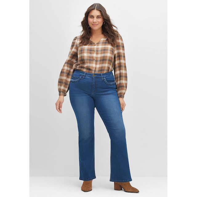 Sheego Stretch-Jeans »Große Größen«, mit geflochtenen Taschen-Details  online bestellen | BAUR