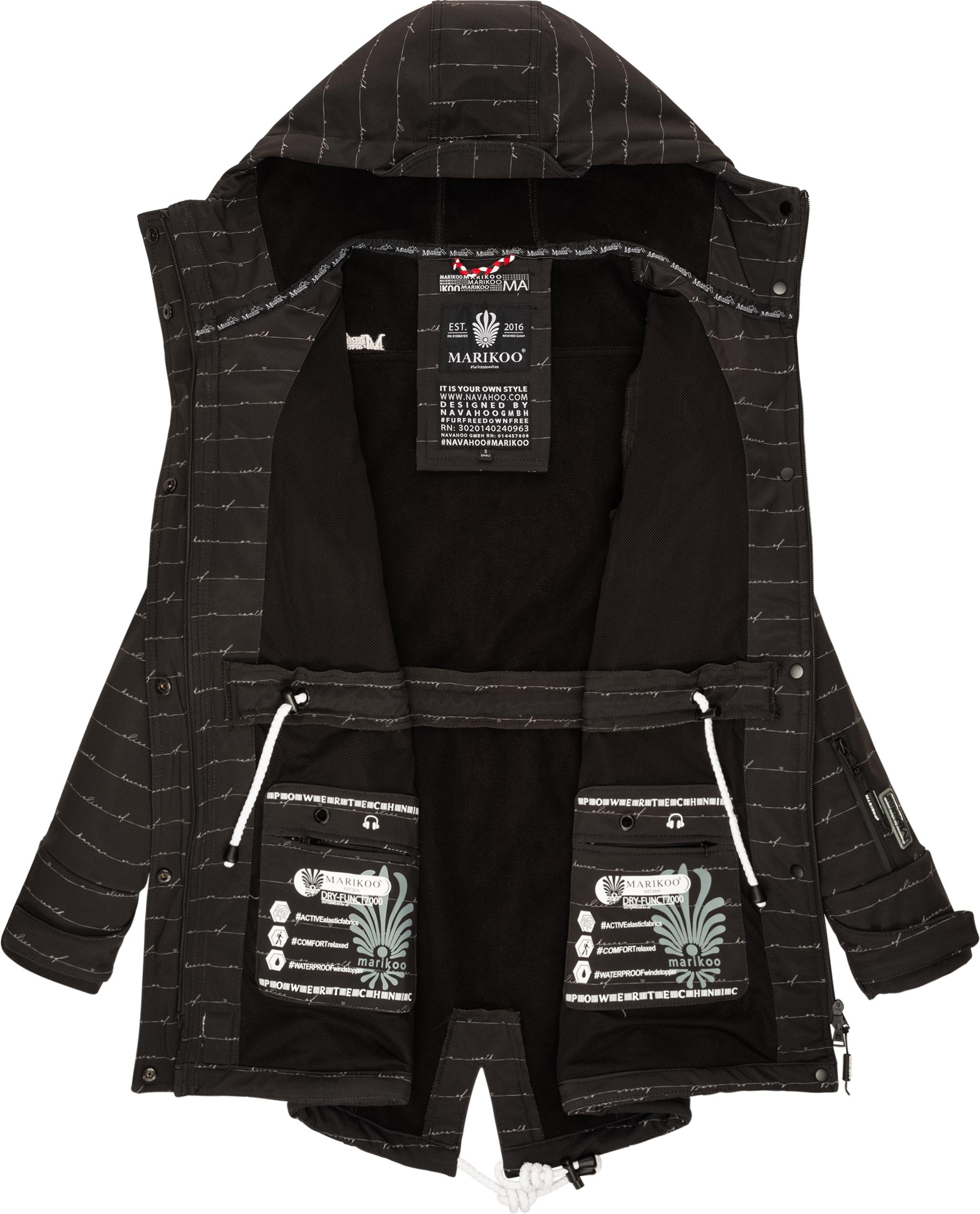 Marikoo Funktionsmantel »Zimtzicke«, Wasserdichter Softshell Parka mit Kapuze