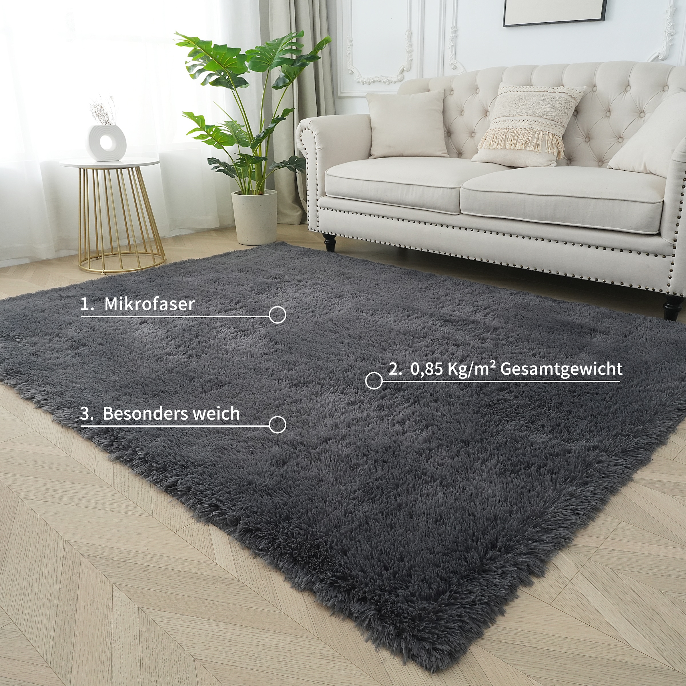 my home Hochflor-Teppich »Leava, besonders weich und kuschelig, leichter Glanz«, rechteckig, 37 mm Höhe, uni, Mikrofaser Teppiche, Wohnzimmer, Schlafzimmer, Esszimmer