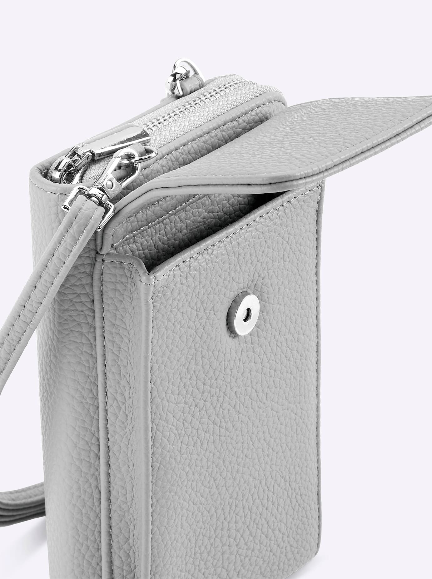 Handytasche HEINE, Damen, Gr. B/H/T: 10,5cm x 18,5cm x 3cm, silber (silberfarben), Polyurethan, unifarben, Taschen 3
