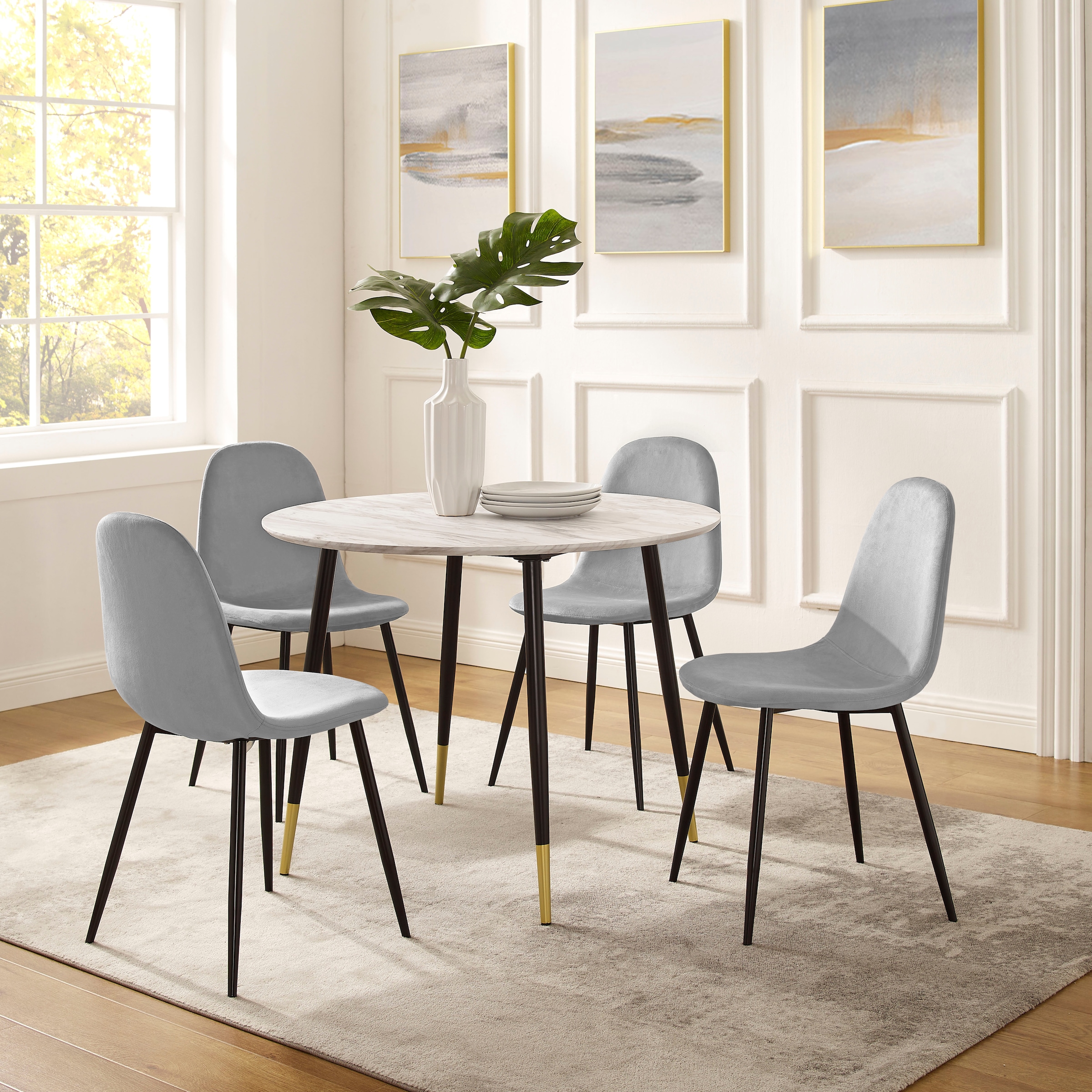 OTTO home Essgruppe "Eadwine, Sitzgruppe Esstisch plus 4 Esszimmerstühle" Esstisch plus 4 Esszimmerstühle