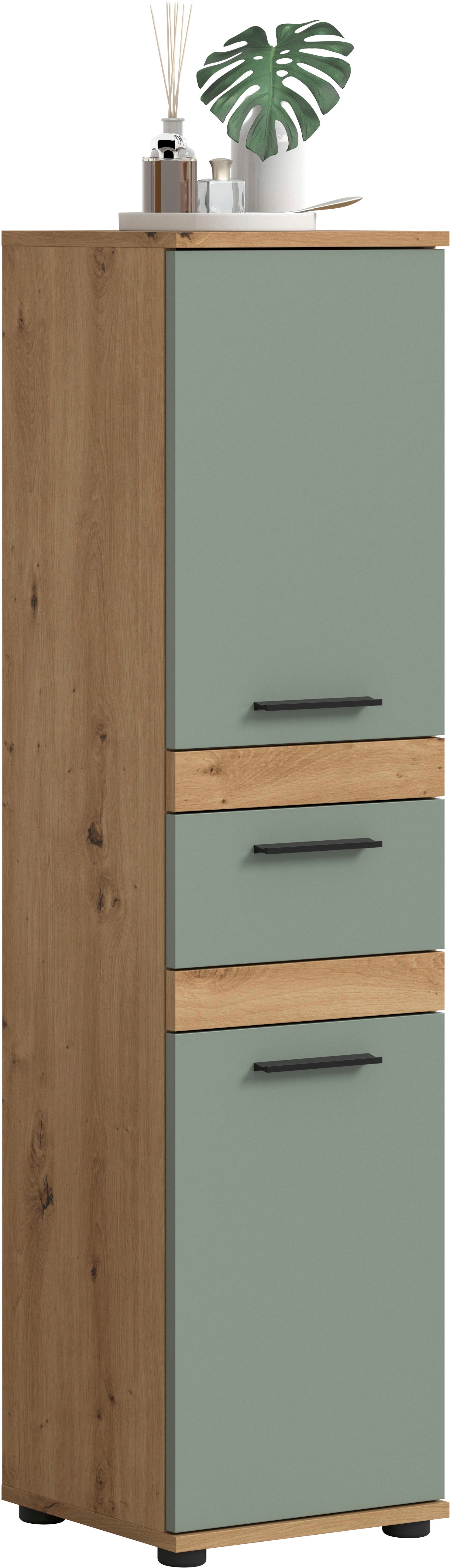 welltime Hochschrank "LUCCA, Höhe 137 cm, 2 Türen, 1 Schubkasten, 2 Fachböden,"