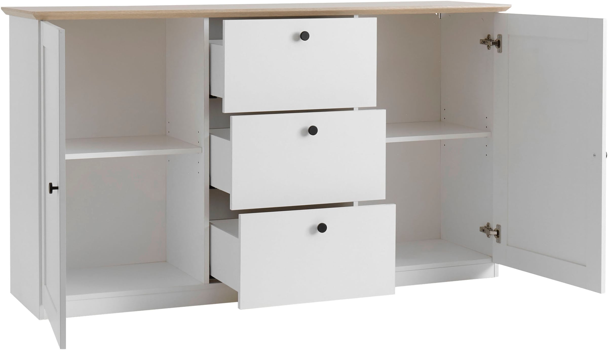 OTTO home Sideboard »Brest, Schrank im Landhausstil, Kommode, zeitloses Stauraumelement« schwarze Metallgriffe, ausreichend Stauraum, 164 cm breit
