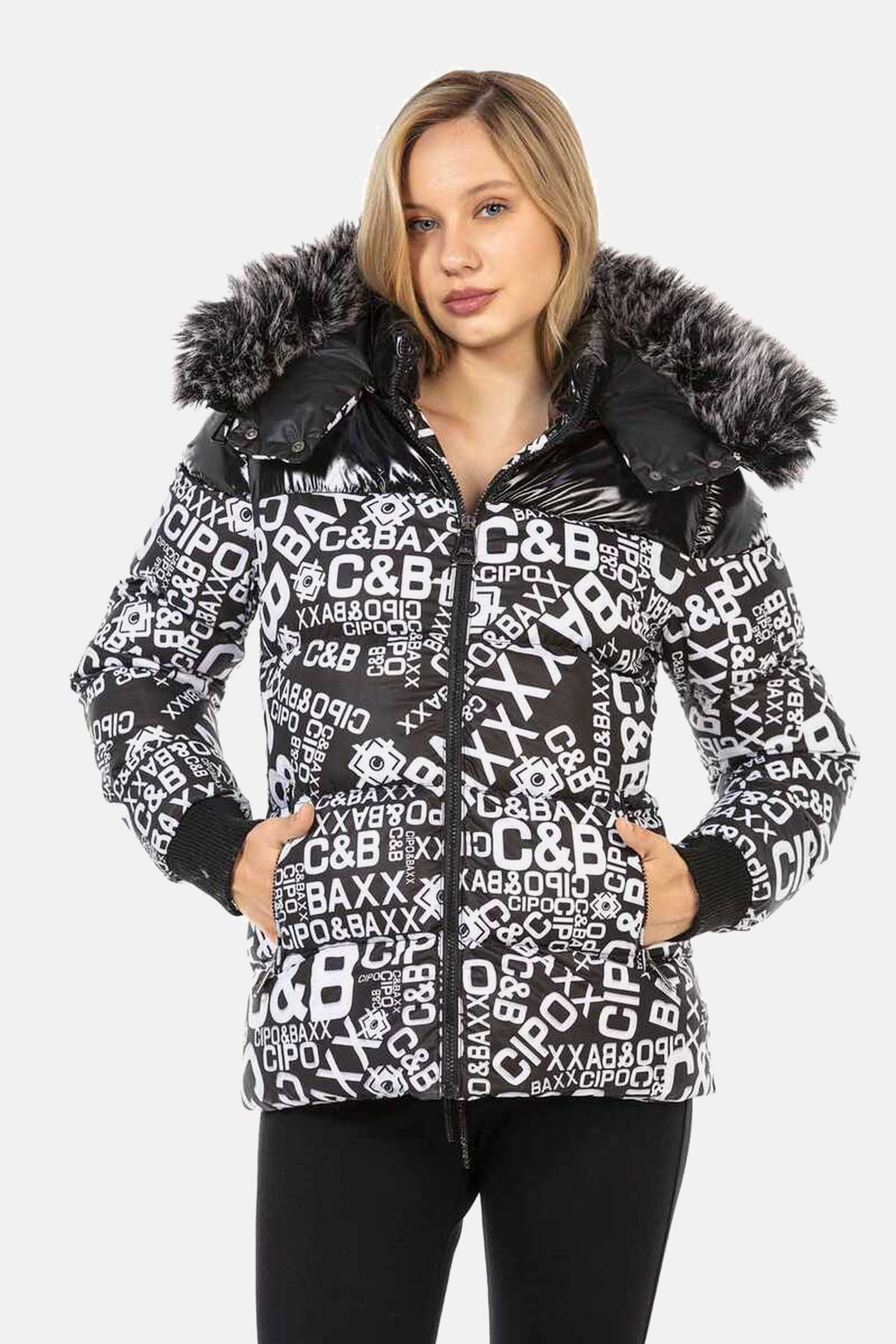 Cipo & Baxx Winterjacke »Jacken«, mit Kapuze, mit modischem Allover-Print, WM129