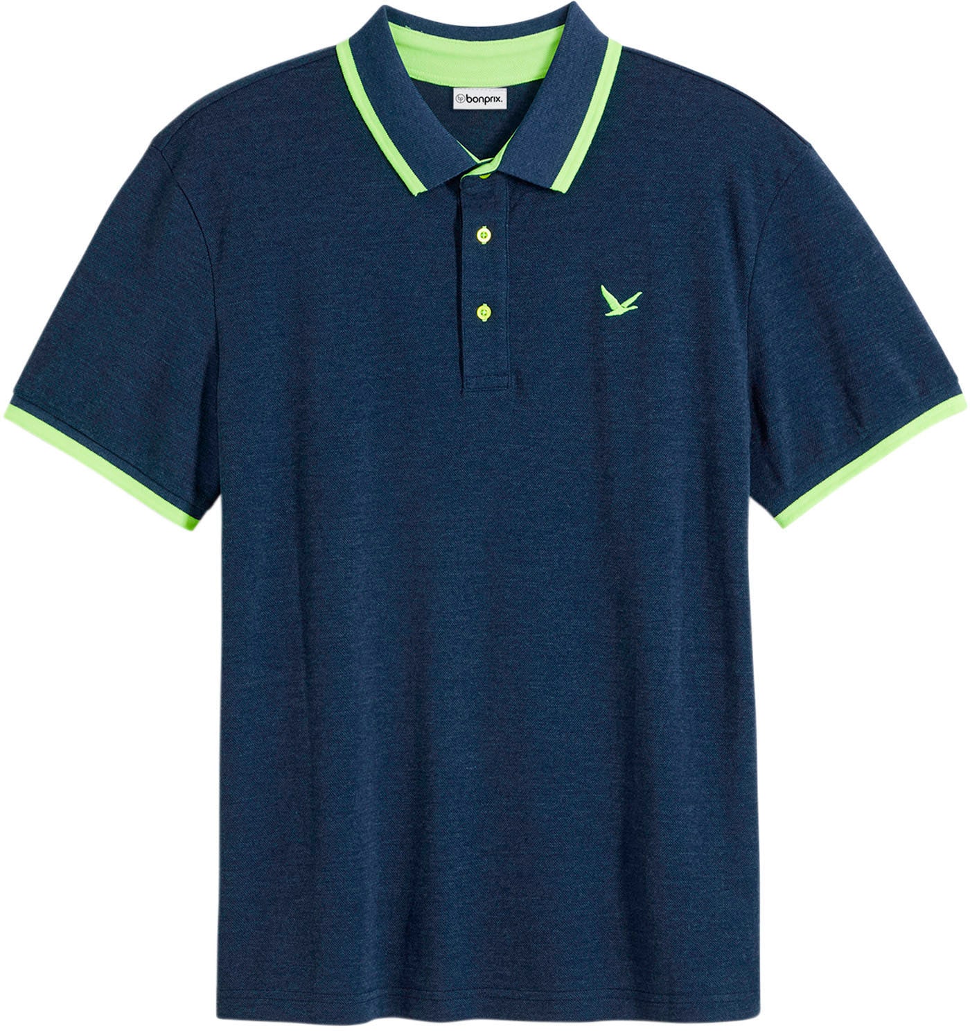 bonprix Poloshirt »Piqué-Poloshirt mit reiner Baumwolle« Regular fit, Kurzarm, mit neonfarbenen Details, mit Polokragen