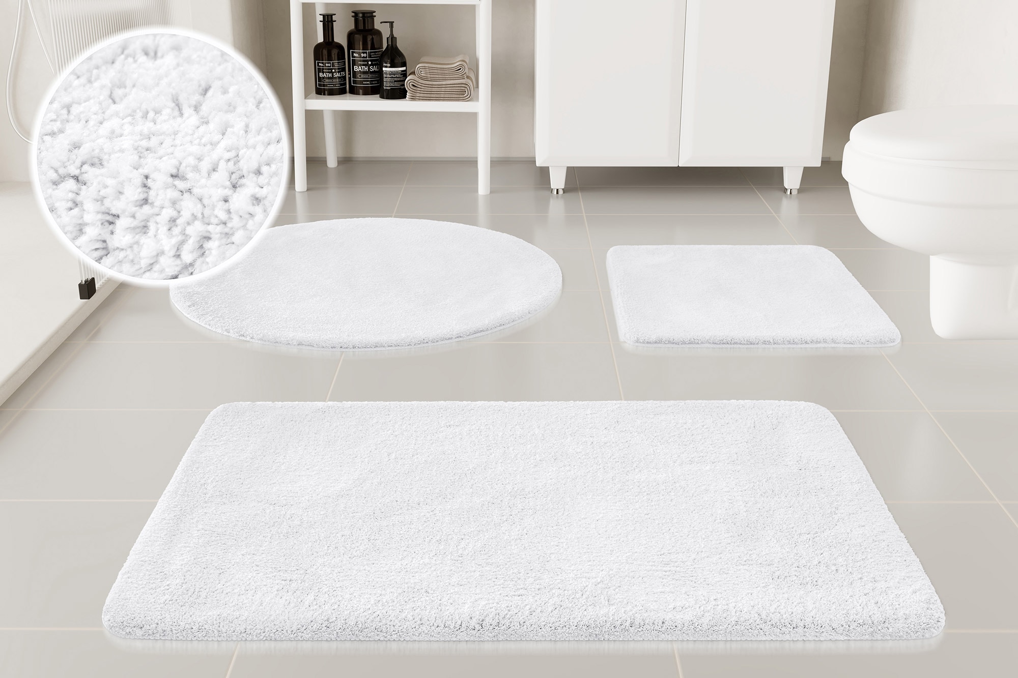 Badematte OTTO HOME, H:20mmweiß, Polyester, Badematten, "Neele", Badteppich, getuftet, modern, Uni, antirutsch, flauschig, Hochflor