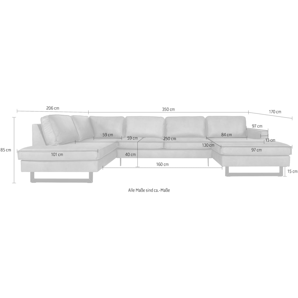 Places of Style Wohnlandschaft »Pinto, U-Form, XXL, mit Ottomanen«