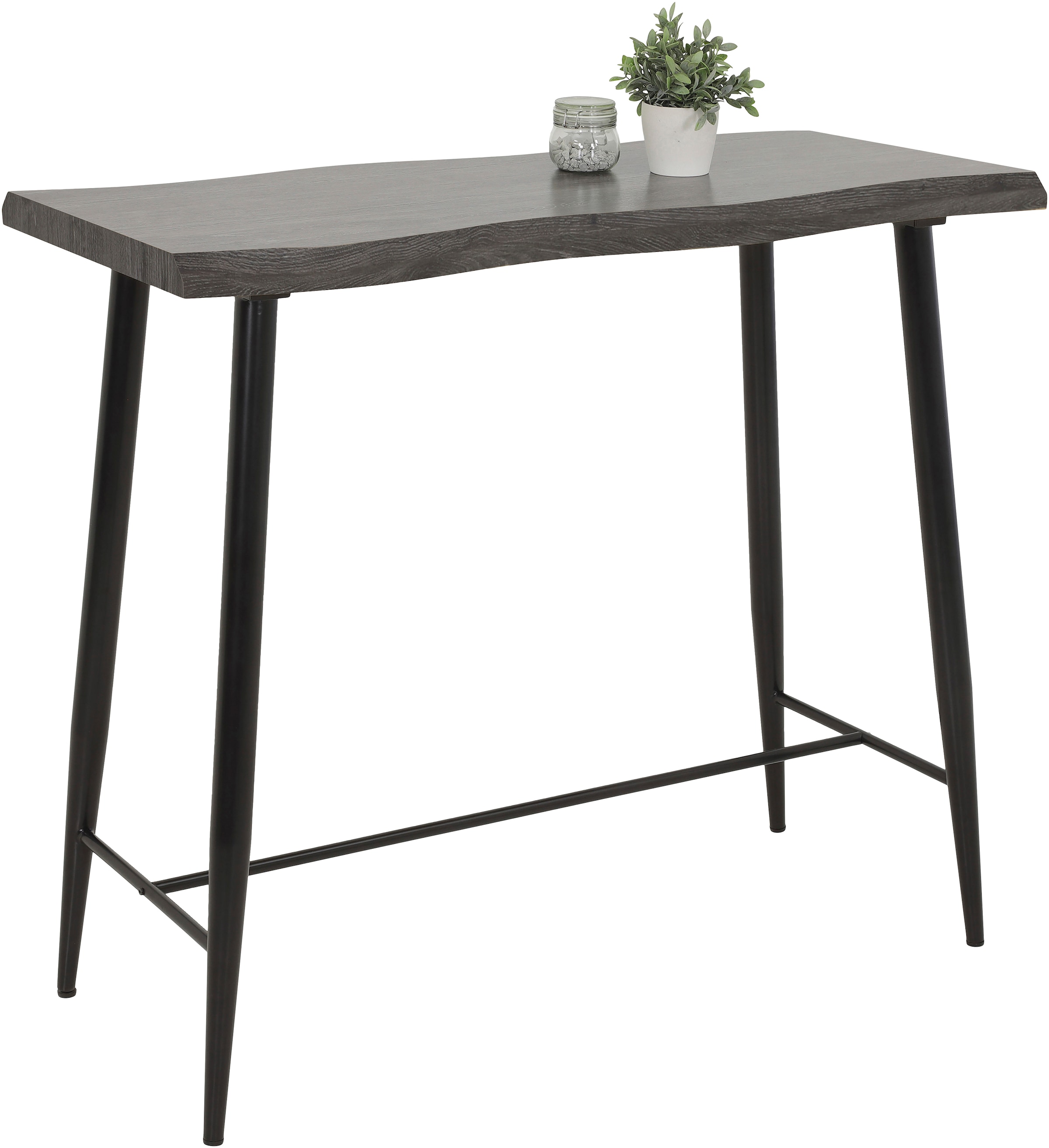 Bartisch »GABI«, Baumkantentisch, 120 cm Breite, Industrial Design, Wildeiche oder Grau