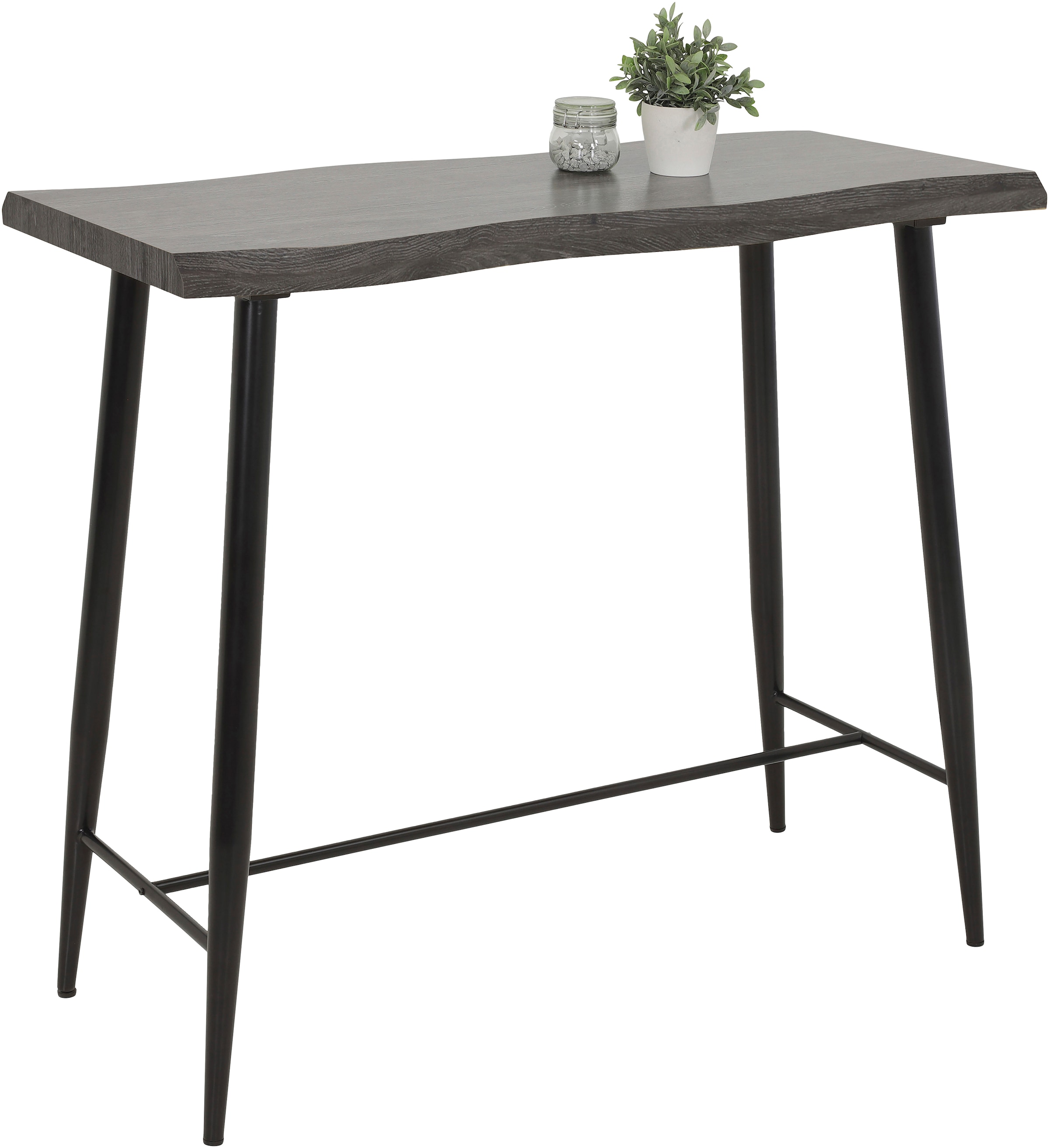HELA "GABI" Baumkantentisch, 120 cm Breite, Industrial Design, Wildeiche oder Grau