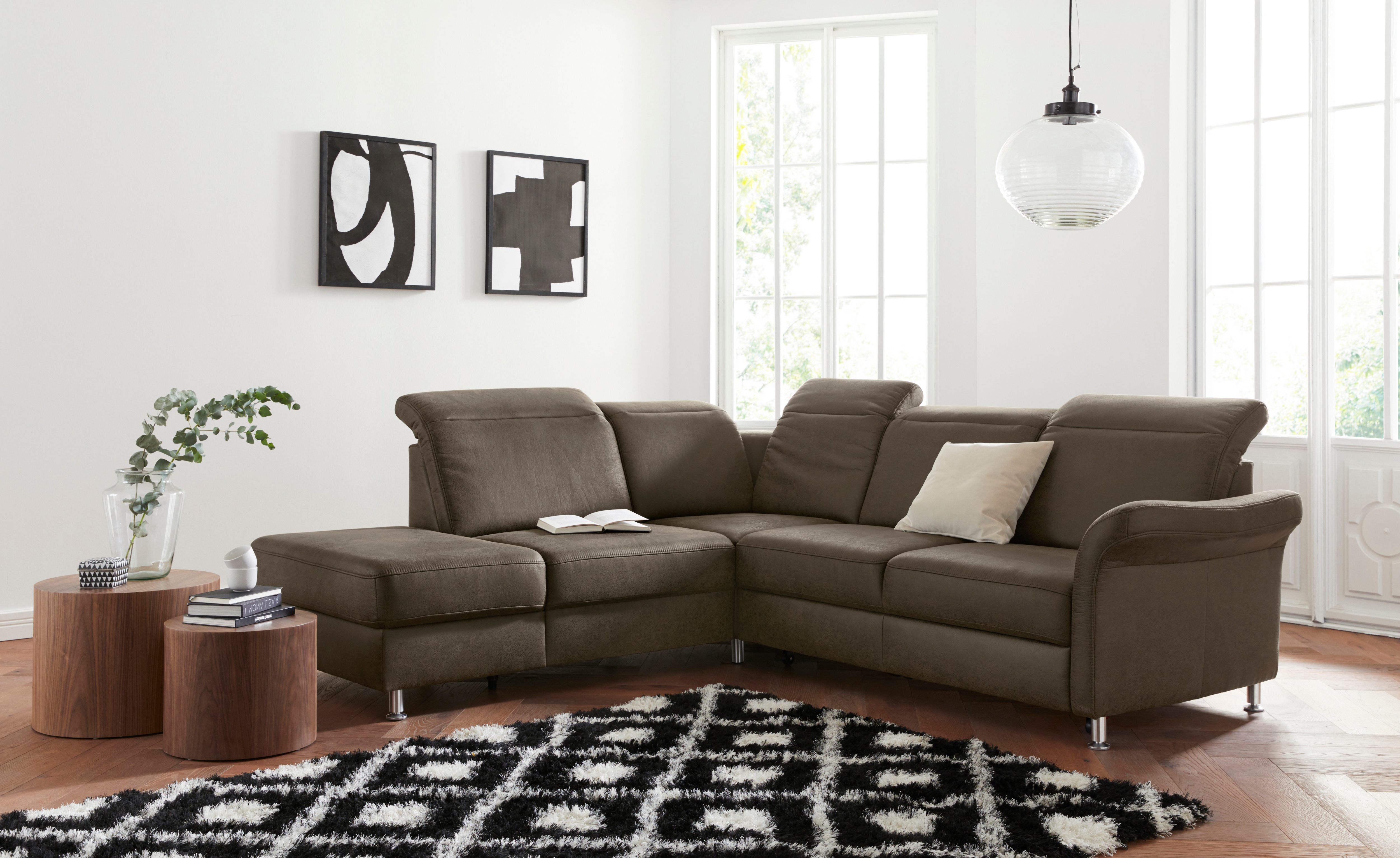 sit&more Ecksofa "Darwin L-Form" inklusive Federkern, wahlweise mit Kopfteilverstellung, Schlaffunktion