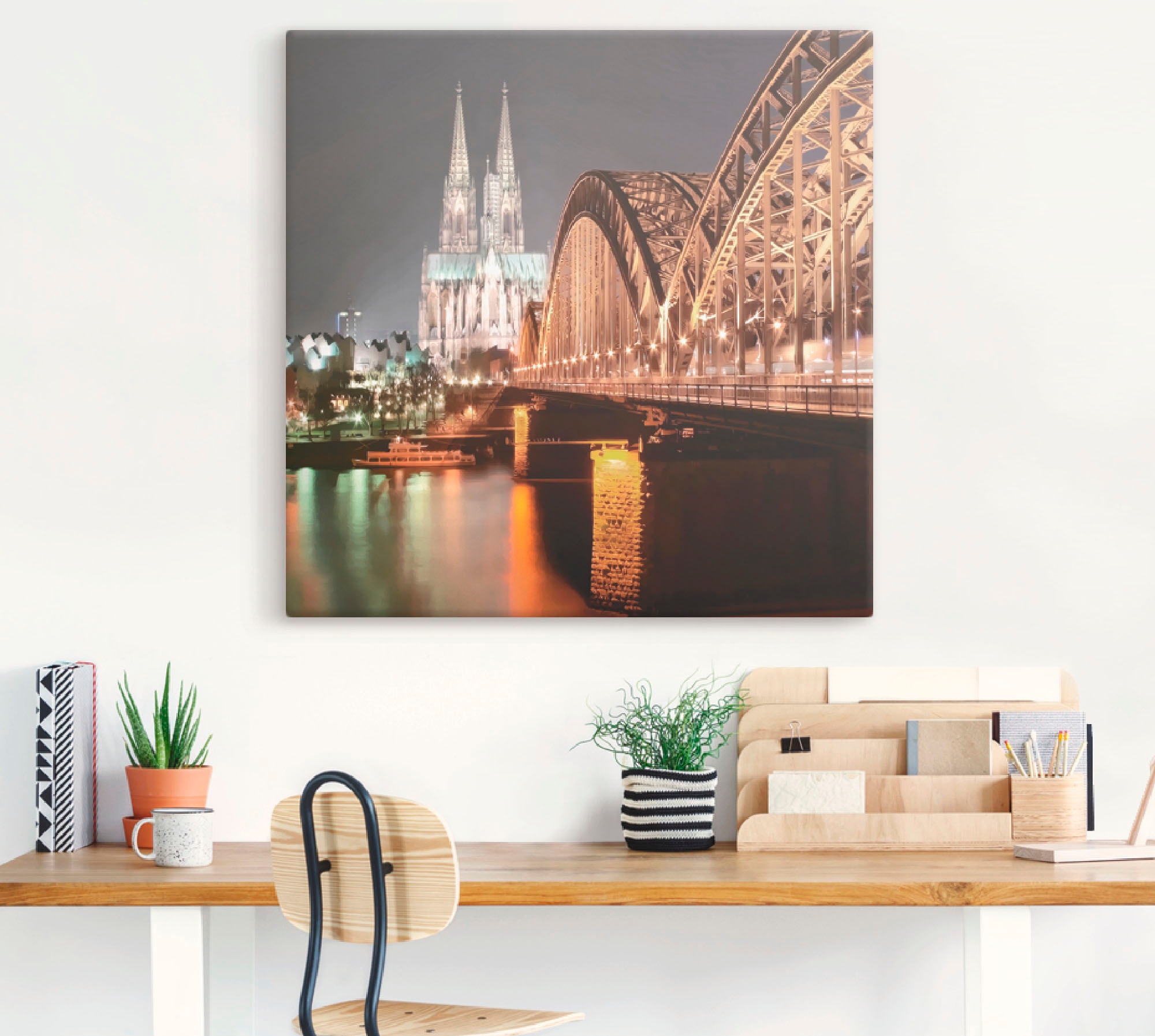 Artland Leinwandbild »Köln Skyline Collage V«, Brücken, (1 St.), auf Keilrahmen gespannt